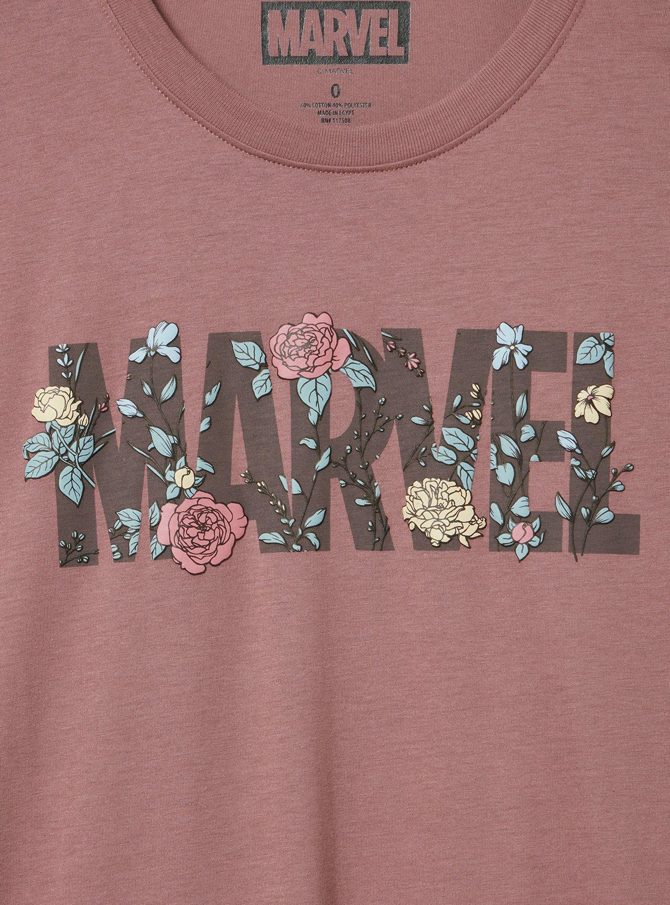 Marvel Cotton Jersey Long Sleeve Tee, MARVEL FLOWER ROSE TAUPE, alternate