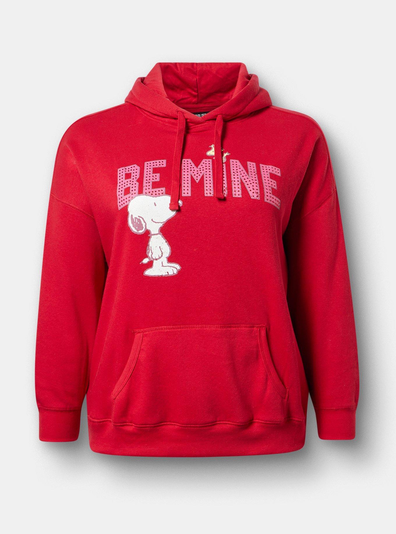 Plus Size Peanuts Relaxed Fleece Hoodie, BE MINE JESTED RED, hi-res