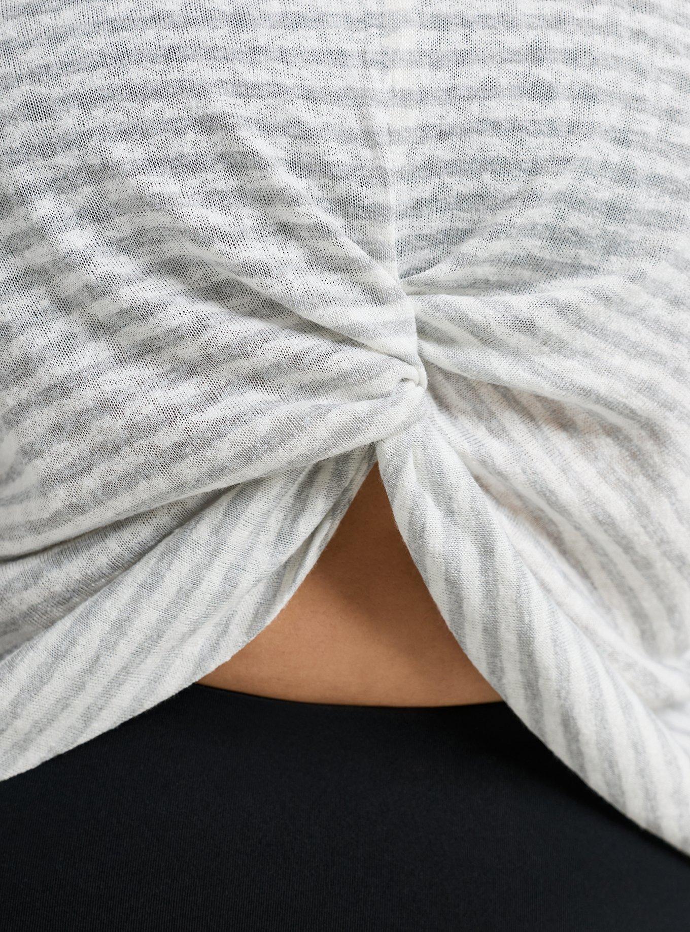 TRU Lightweight Hacci Hi-Low Active Overshirt, LT HEATHER CLOUD DANCER STRIPES, alternate