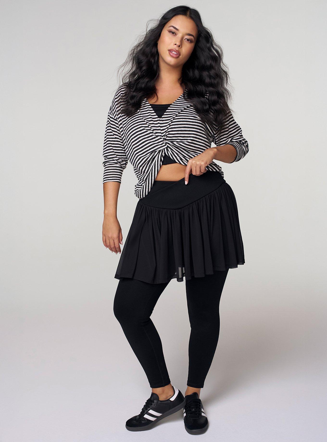 TRU Lightweight Hacci Hi-Low Active Overshirt, DEEP BLACK CLOUD DANCER STRIPES, alternate