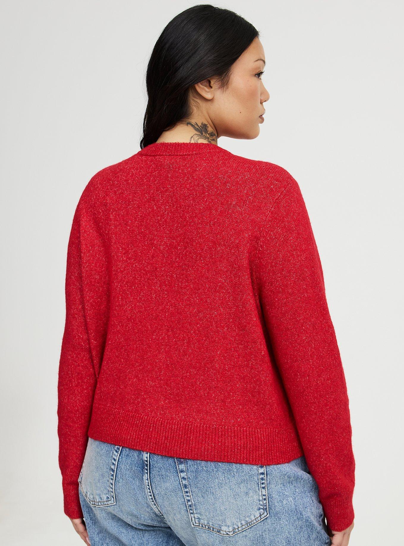 Vegan Cashmere Cropped Cardigan, JESTER RED, alternate