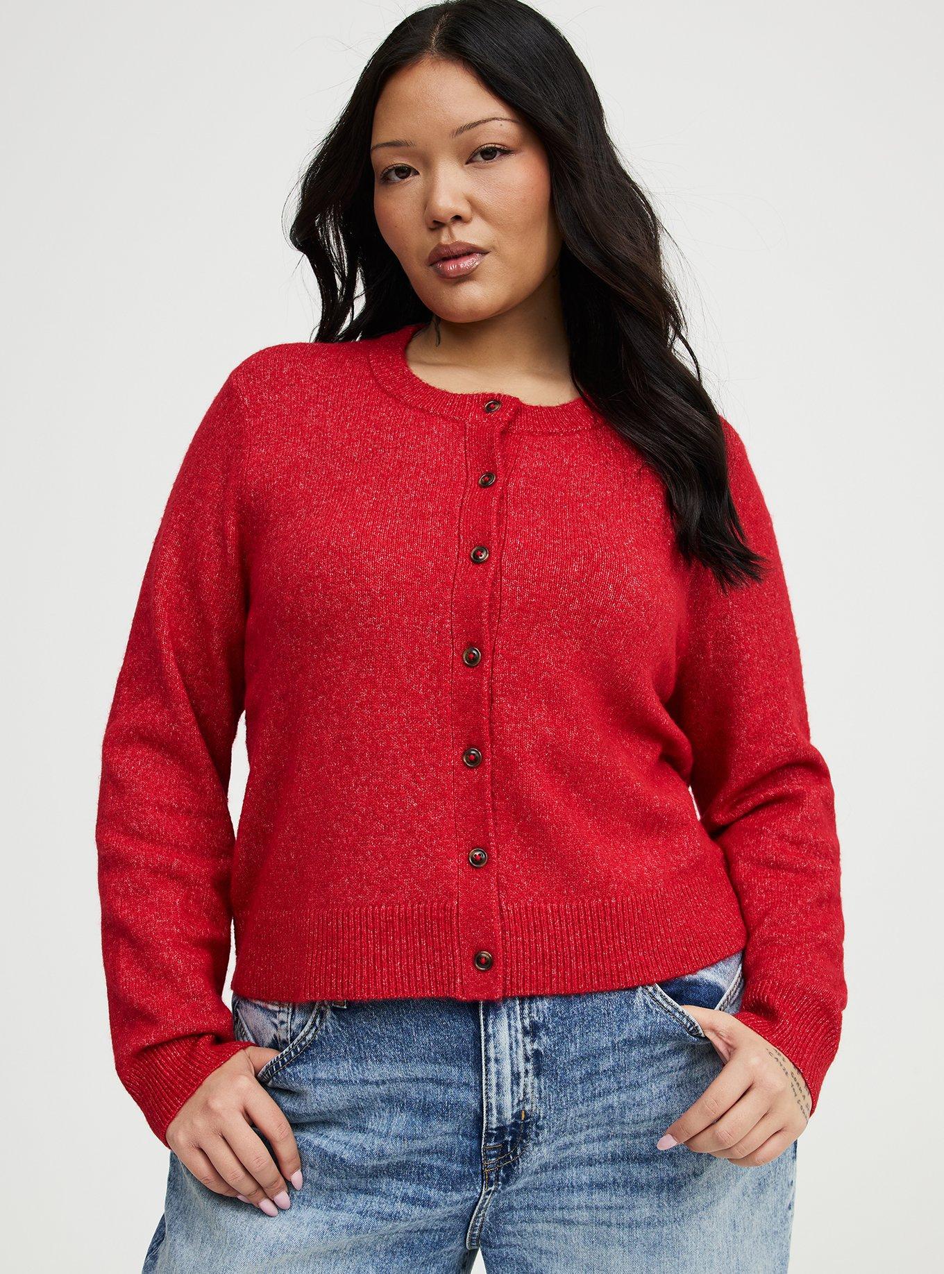 Plus Size Vegan Cashmere Crewneck Shrug, JESTER RED, hi-res