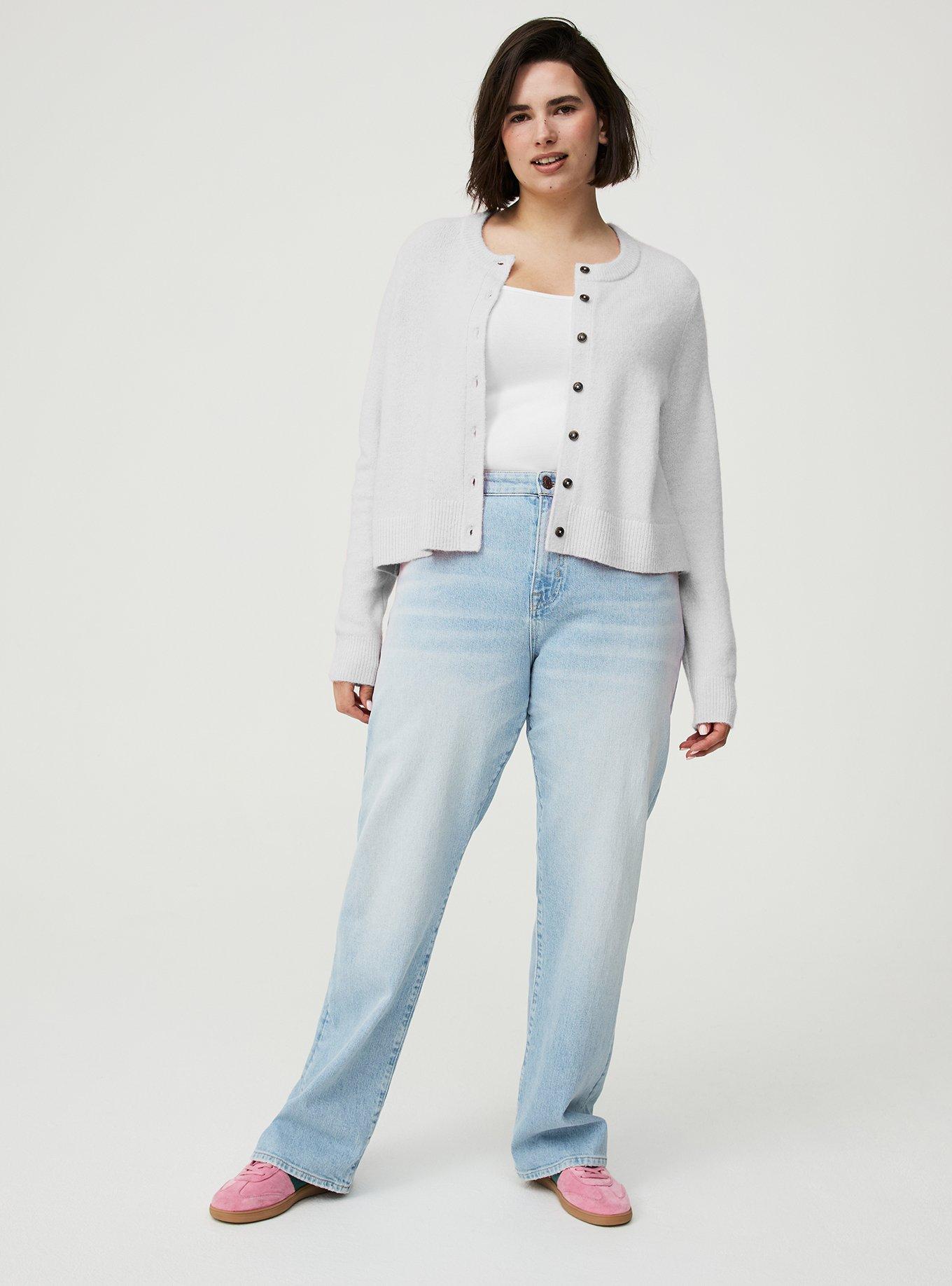 Vegan Cashmere Cropped Cardigan, LIGHT HEATHER GREY VEGAN CASHMERE, alternate