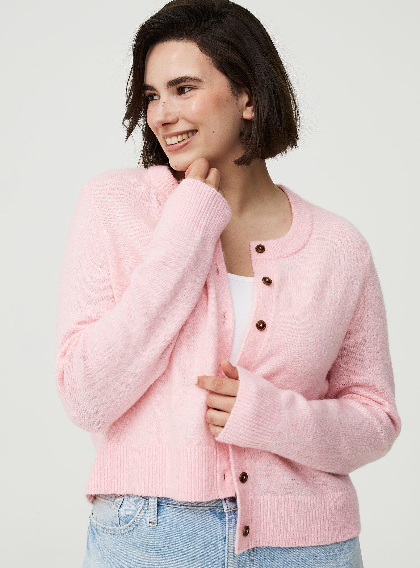 Vegan Cashmere Cropped Cardigan, TICKLED PINK VEGAN CASHMERE, alternate