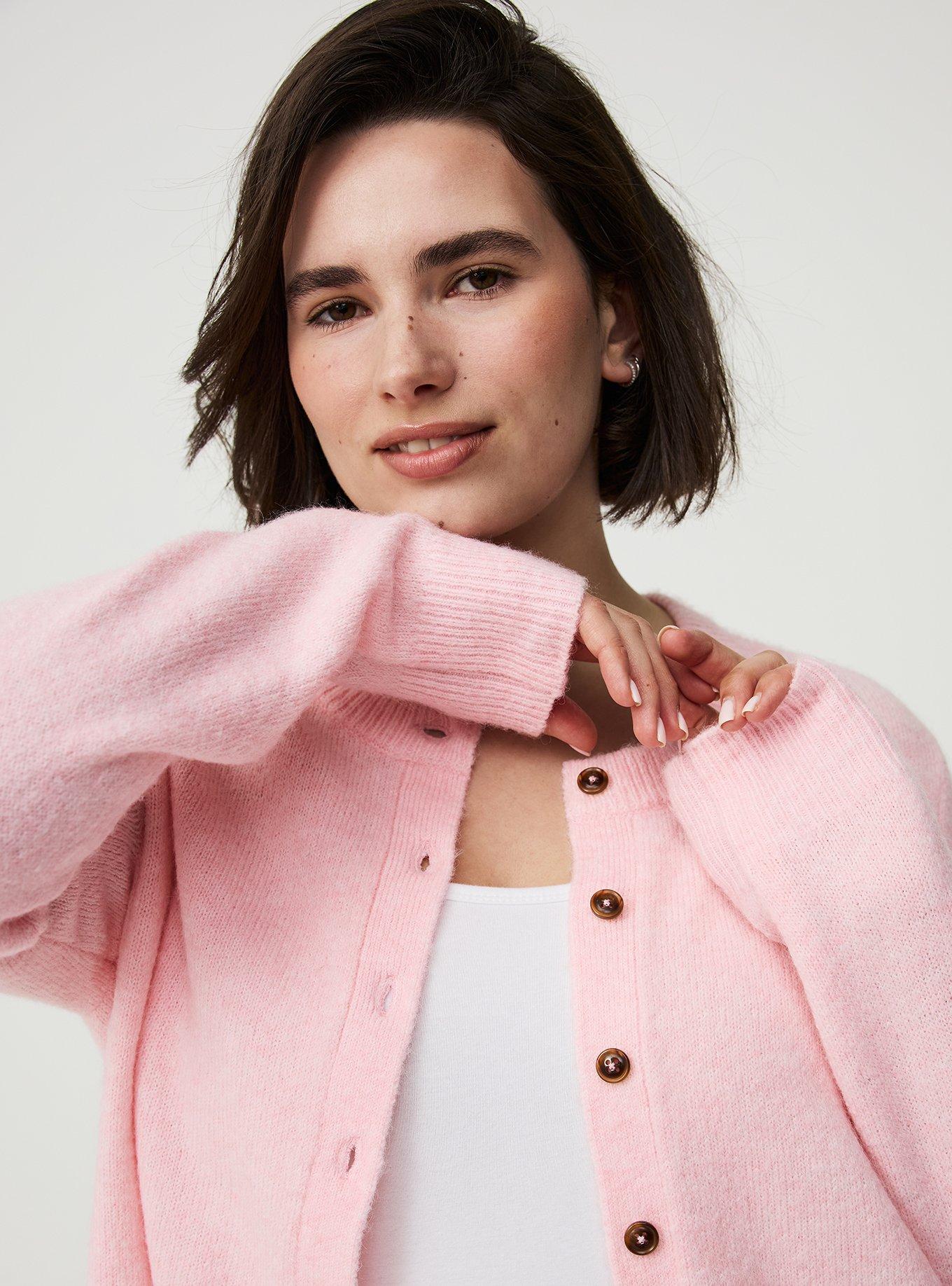 Vegan Cashmere Cropped Cardigan, TICKLED PINK VEGAN CASHMERE, alternate