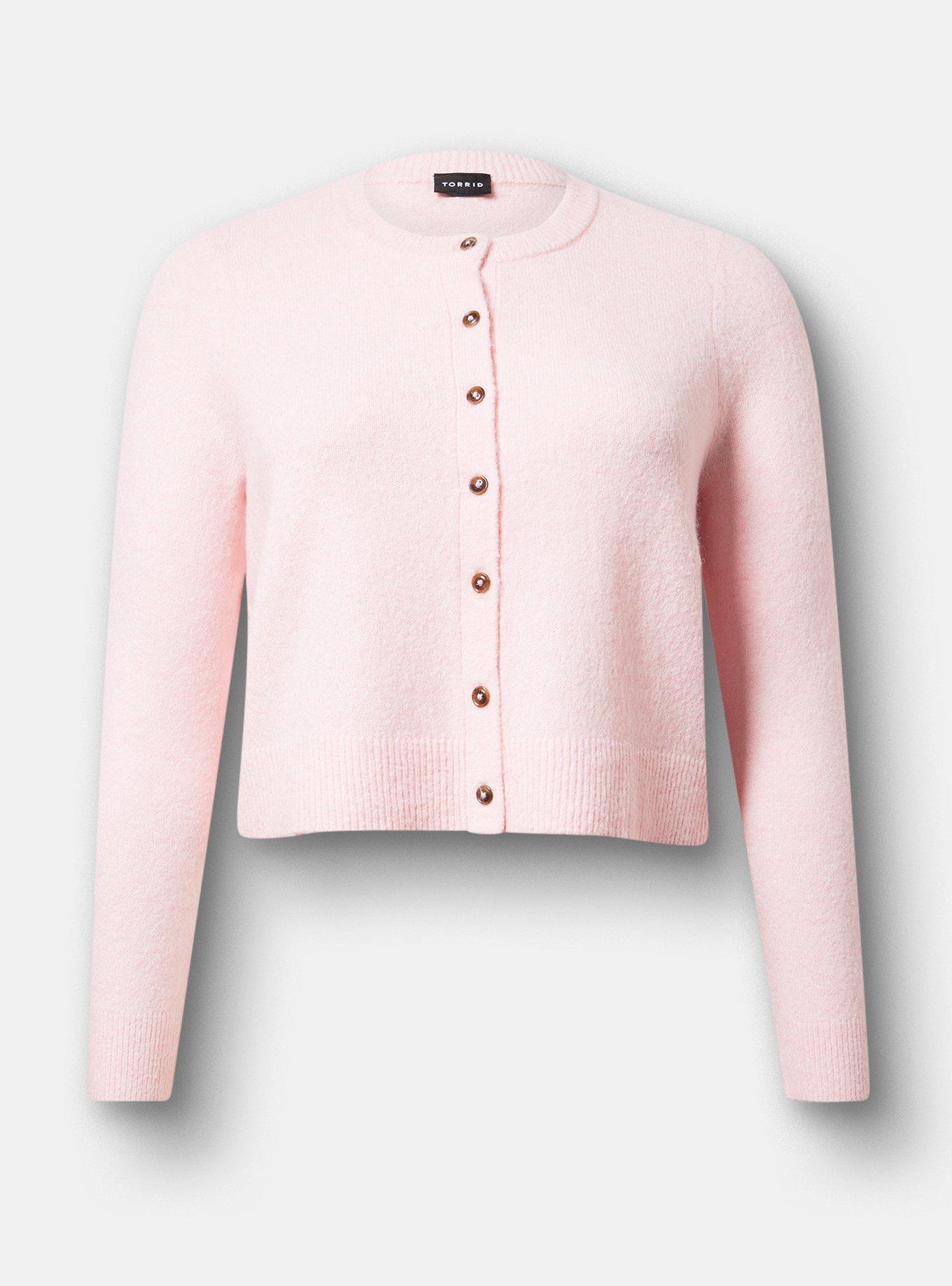 Vegan Cashmere Cropped Cardigan, TICKLED PINK VEGAN CASHMERE, hi-res