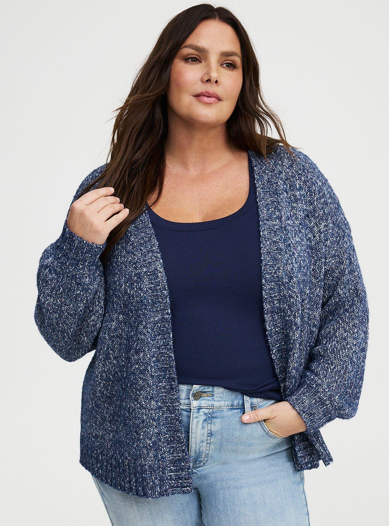 Open-Front Cardigan, BLUE GREY SPECKLED HEATHER, alternate