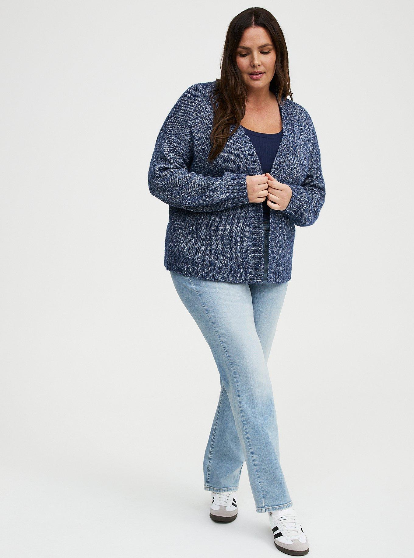 Open-Front Cardigan, BLUE GREY SPECKLED HEATHER, alternate