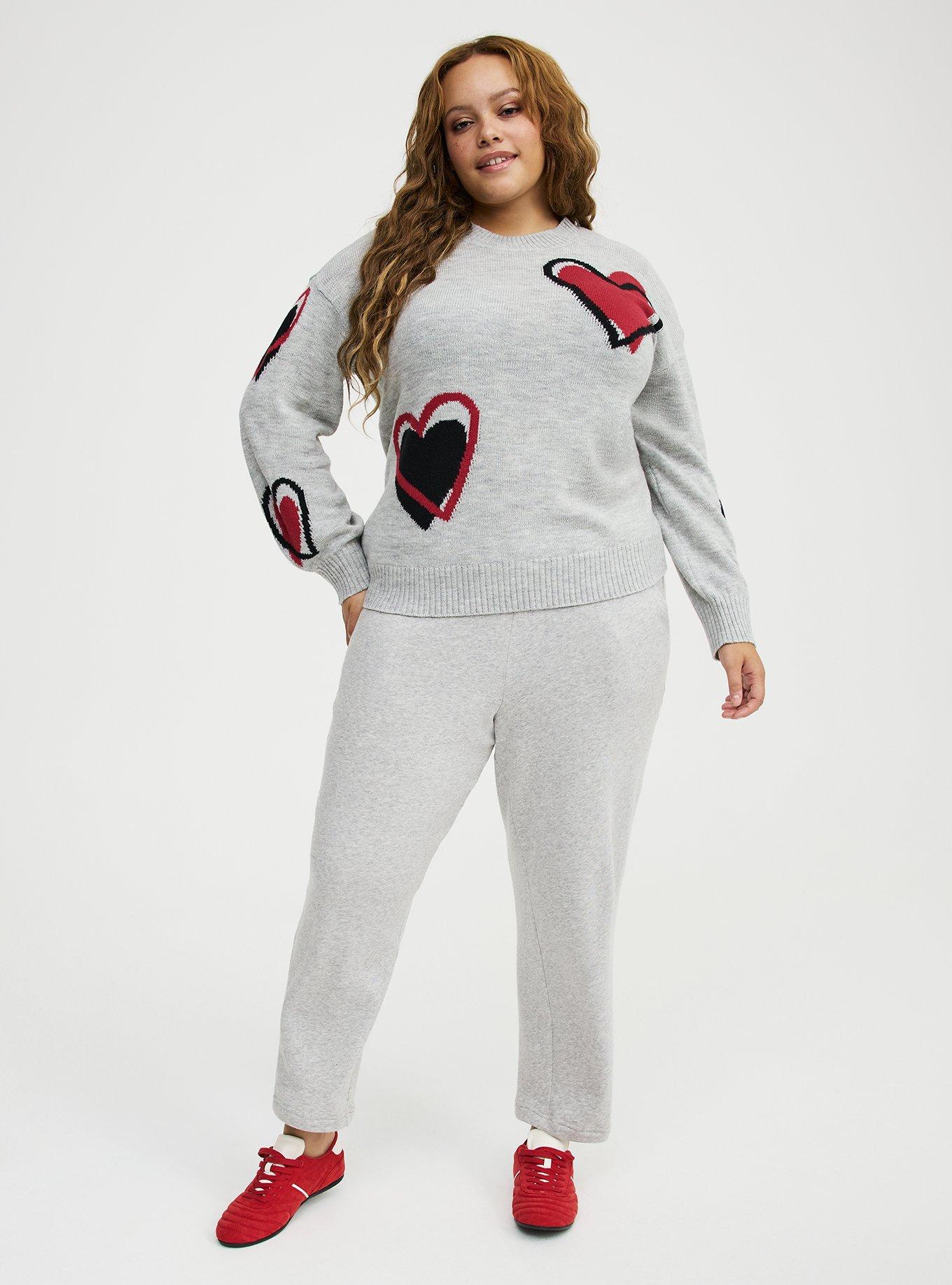 Heart Crew Pullover Sweater, LIGHTEST HEATHER GREY, alternate