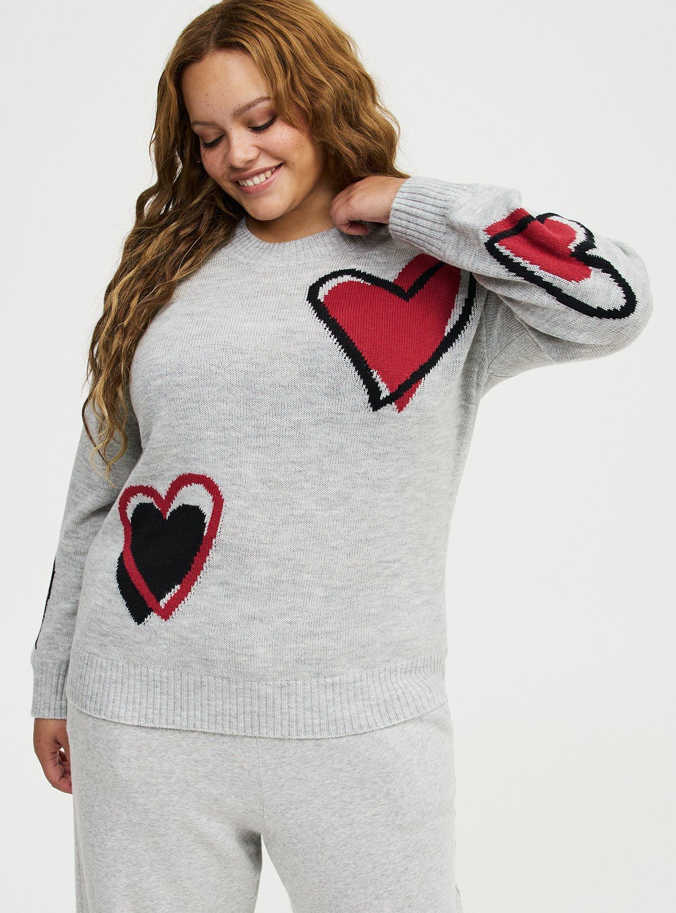 Heart Crew Pullover Sweater, LIGHTEST HEATHER GREY, alternate