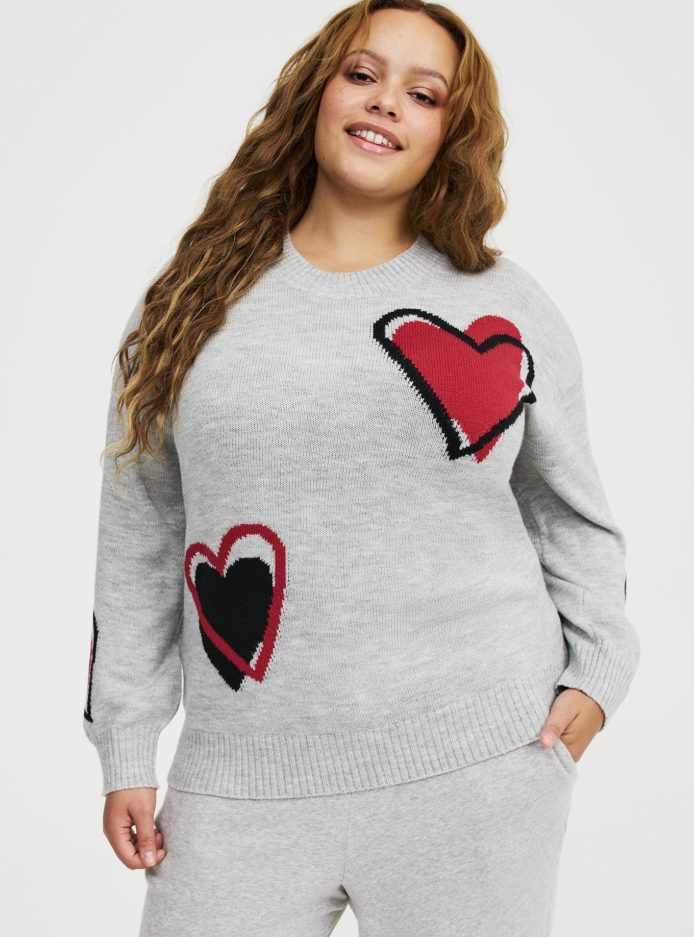 Heart Crew Pullover Sweater, LIGHTEST HEATHER GREY, alternate