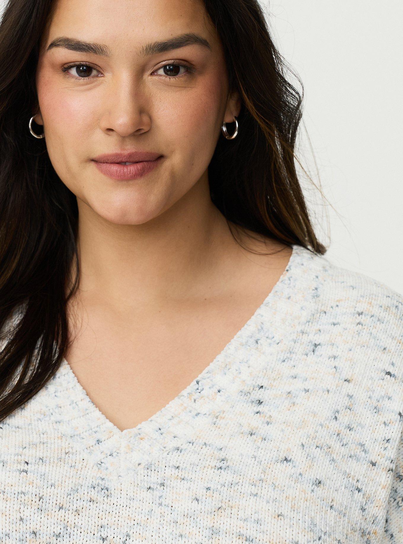 Chenille V-Neck Pullover Sweater, GREY SPECKLED HEATHER, alternate