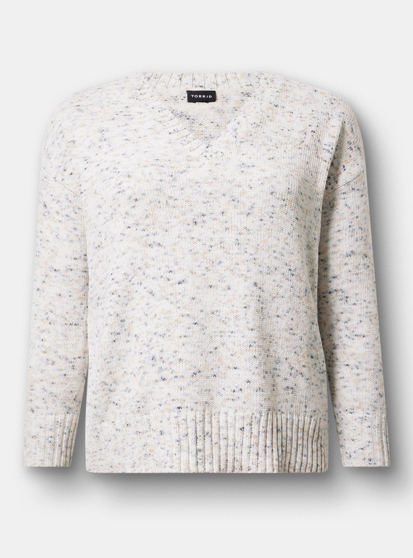Chenille V-Neck Pullover Sweater, GREY SPECKLED HEATHER, hi-res