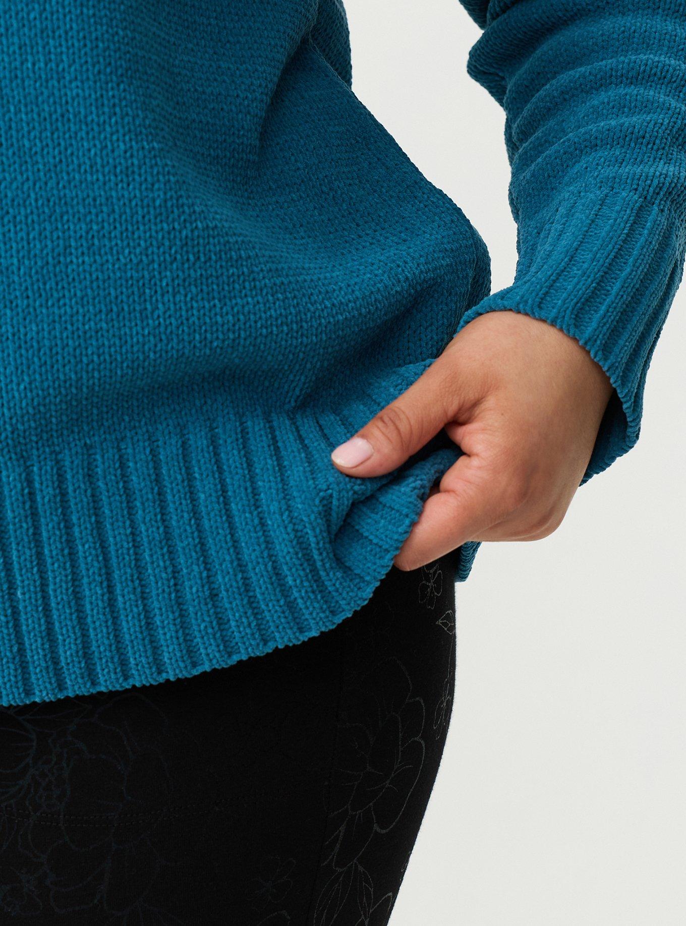 Chenille V-Neck Pullover Sweater, MALLARD BLUE, alternate