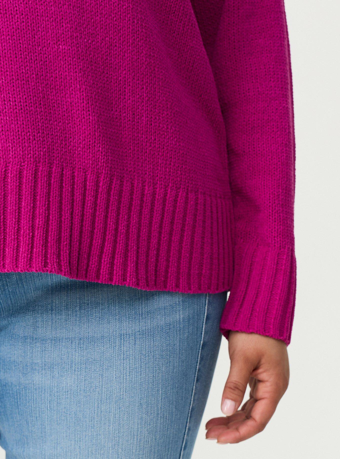 Chenille V-Neck Pullover Sweater, WILD ASTER, alternate