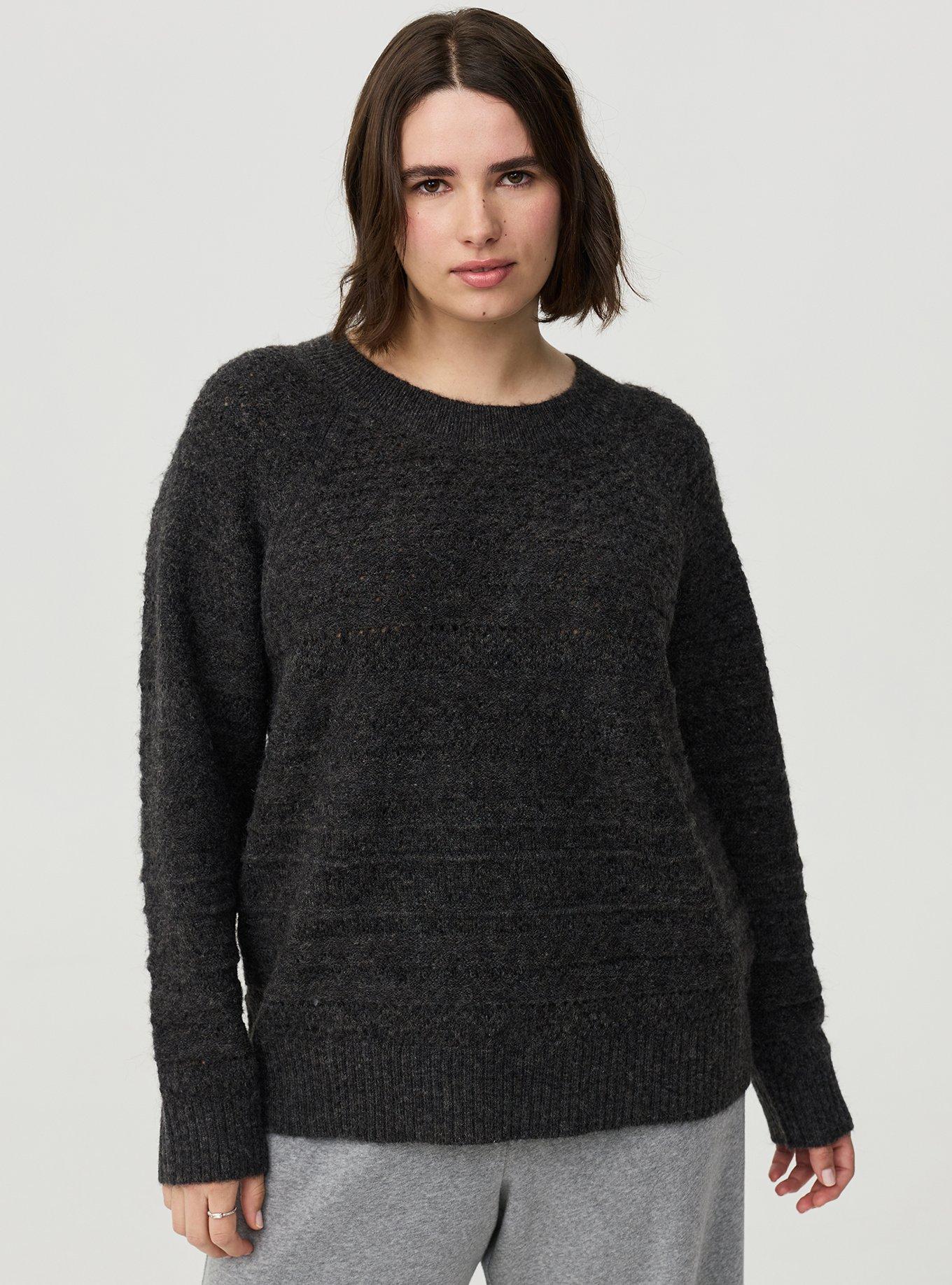 Pointelle Crew Pullover Sweater