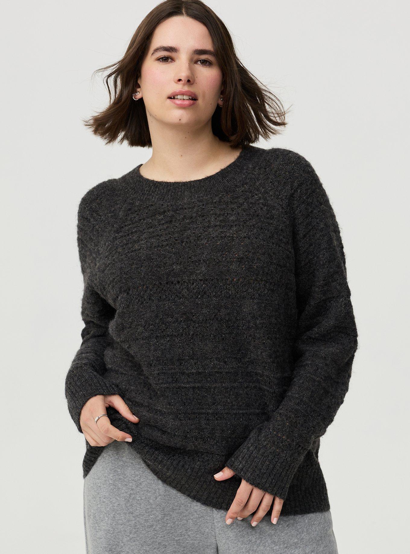 Pointelle Crew Pullover Sweater