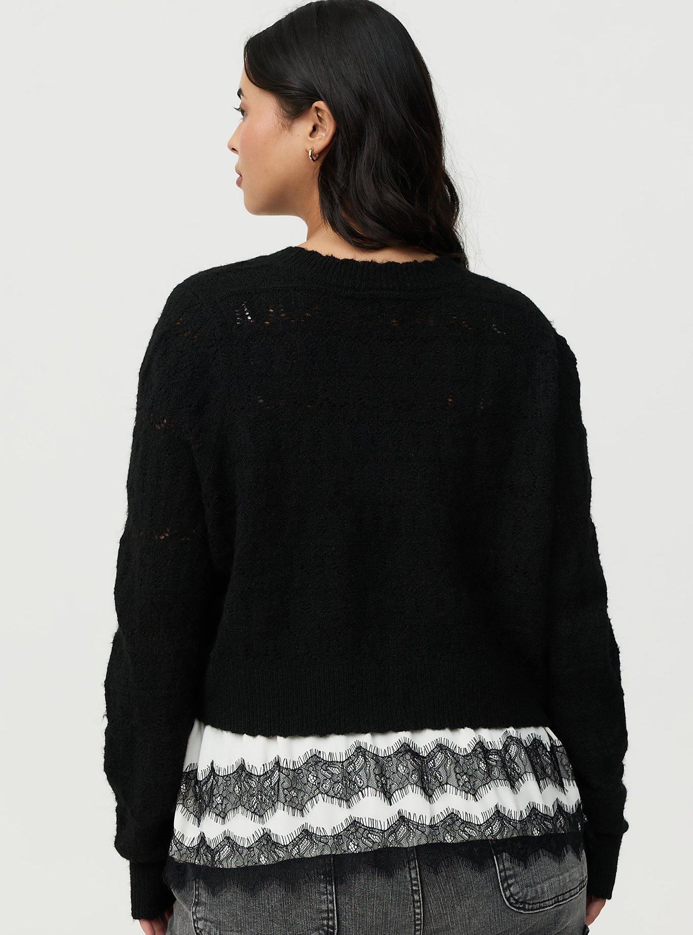 Vegan Cashmere Tie-Front Shrug, DEEP BLACK, alternate