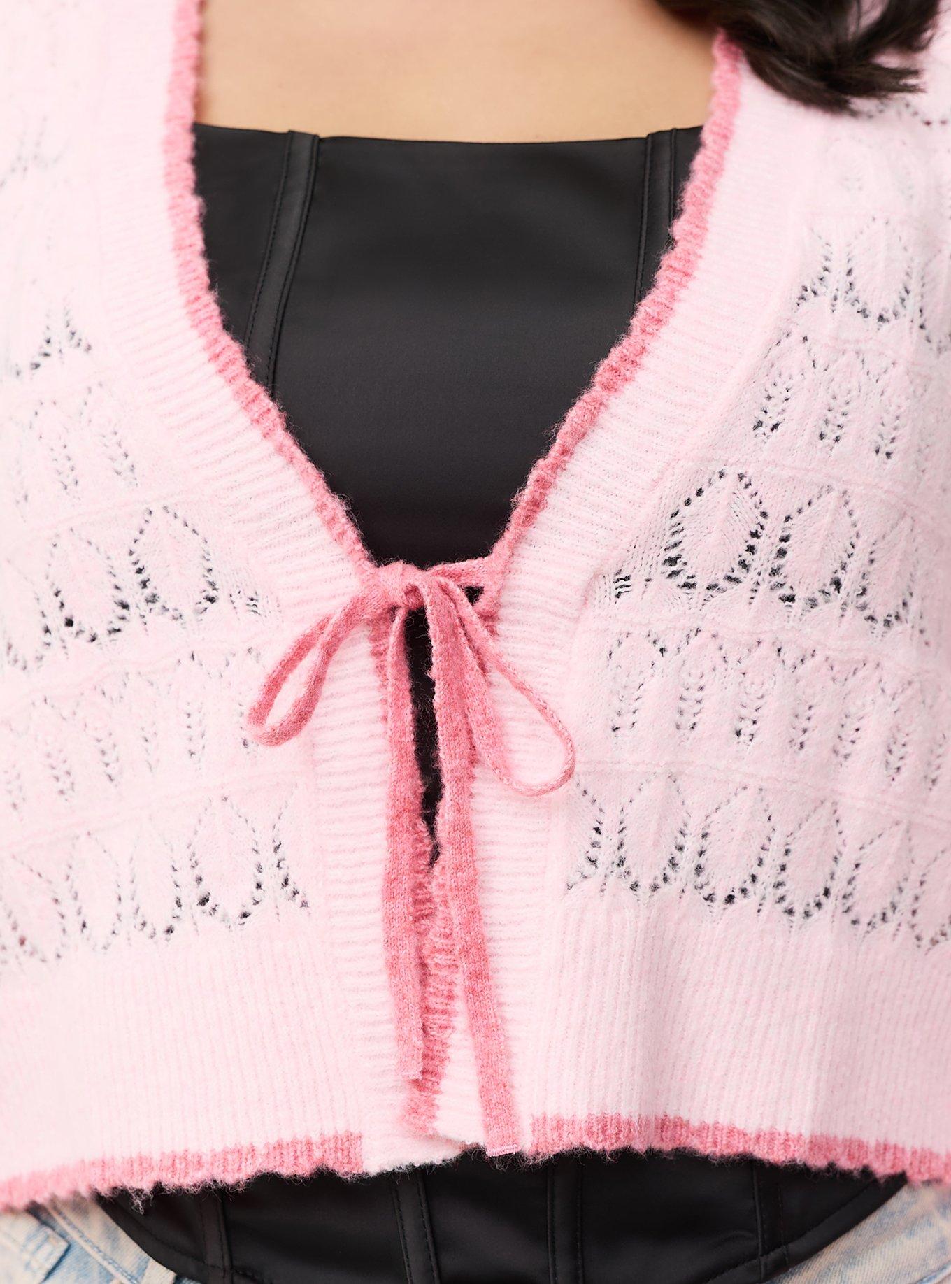 Vegan Cashmere Tie-Front Shrug, BABY PINK VEGAN CASHMERE, alternate