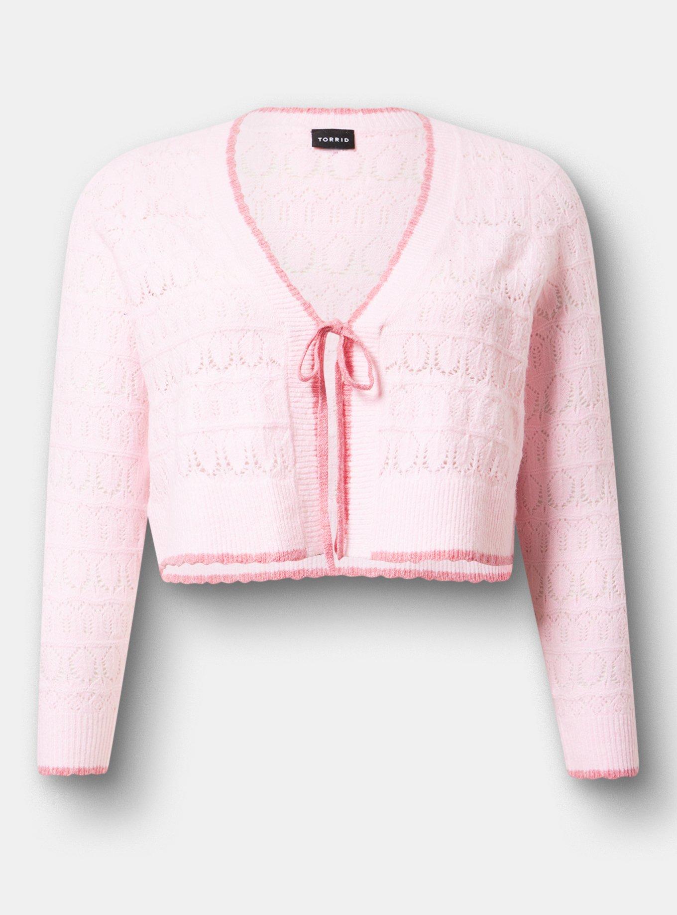 Vegan Cashmere Tie-Front Shrug, BABY PINK VEGAN CASHMERE, hi-res