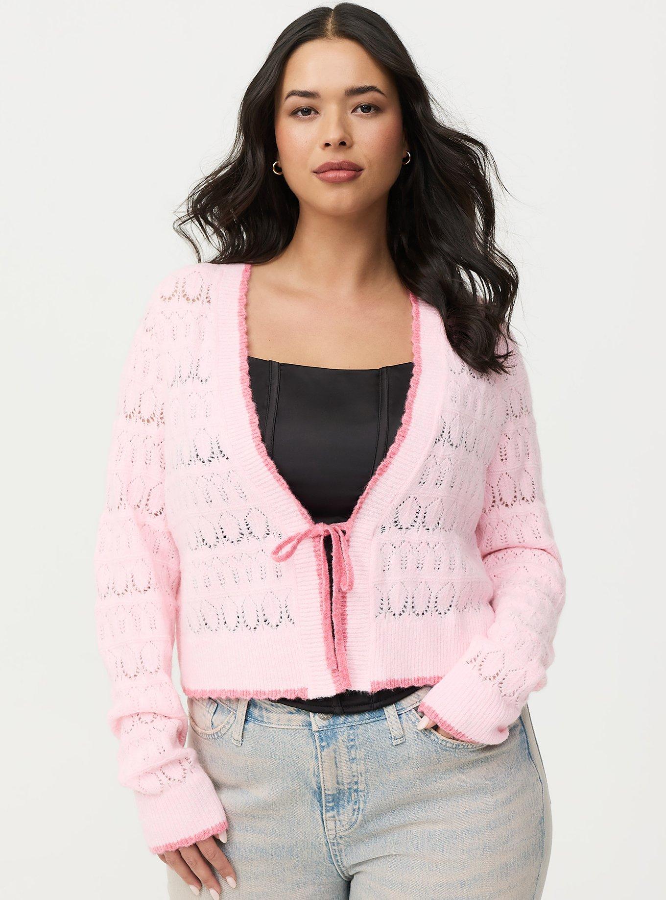 Vegan Cashmere Tie-Front Shrug, BABY PINK VEGAN CASHMERE, hi-res