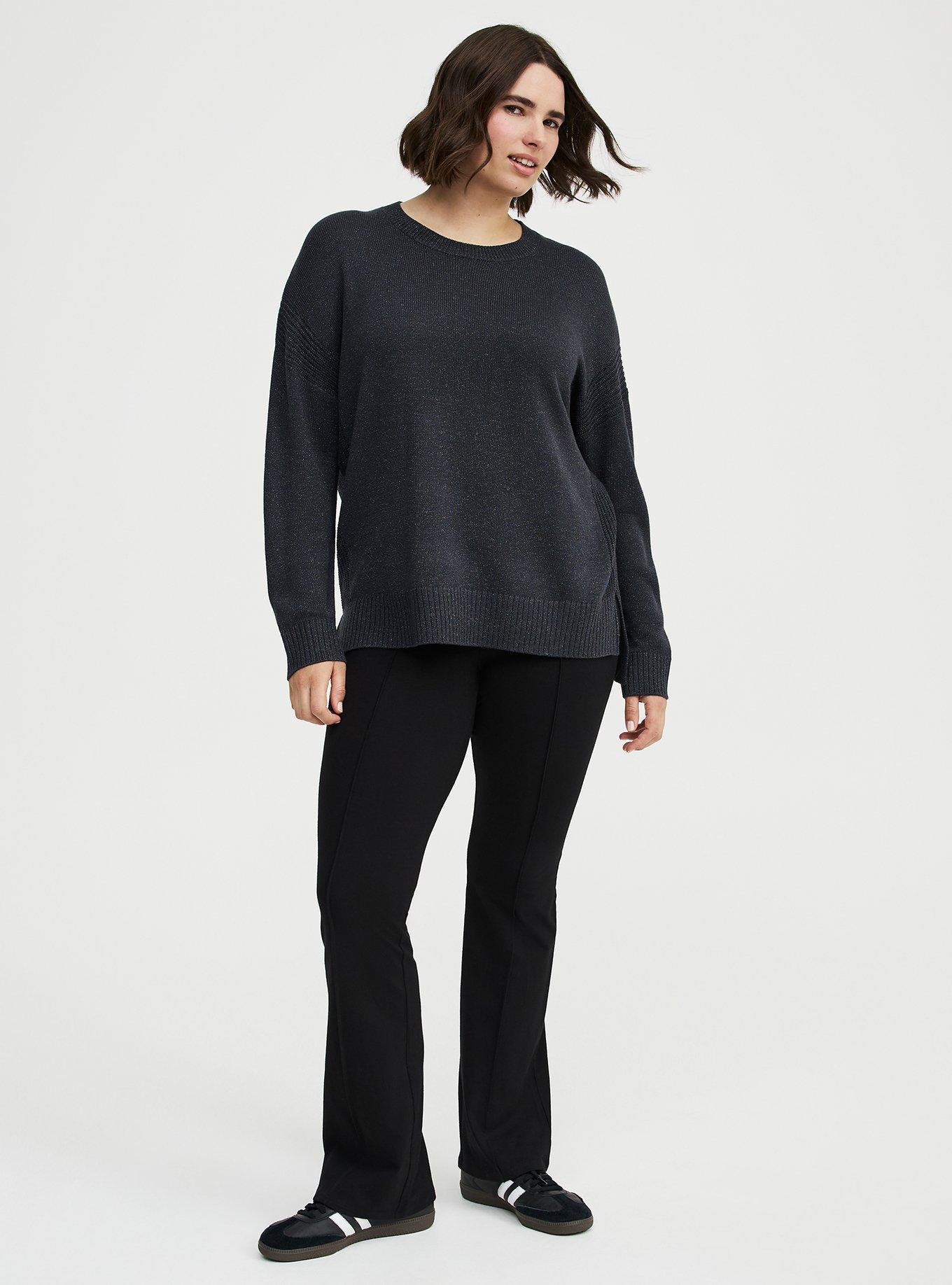 Metallic Luxe Cozy Crew Pullover Sweater, CARBON, alternate