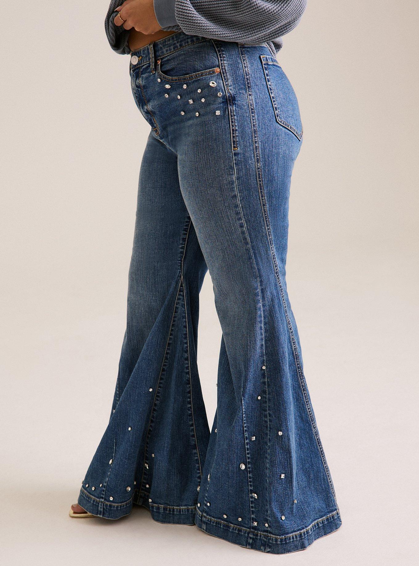 Festi Embellished Sky High Super Flare Jeans