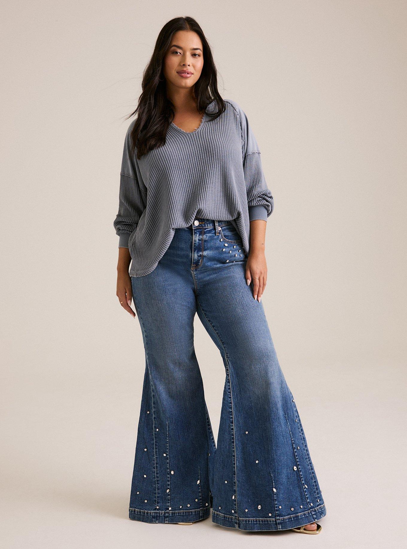 Festi Embellished Sky High Super Flare Jeans