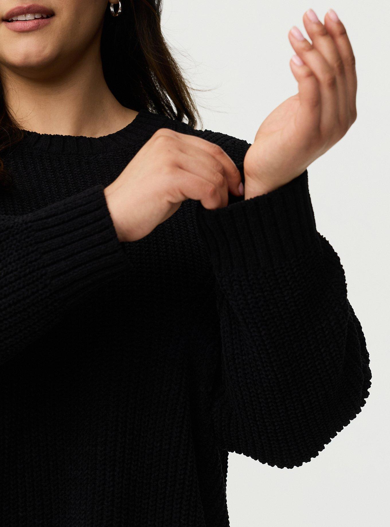 Chenille Shaker Stitch Pullover Sweater, DEEP BLACK, alternate