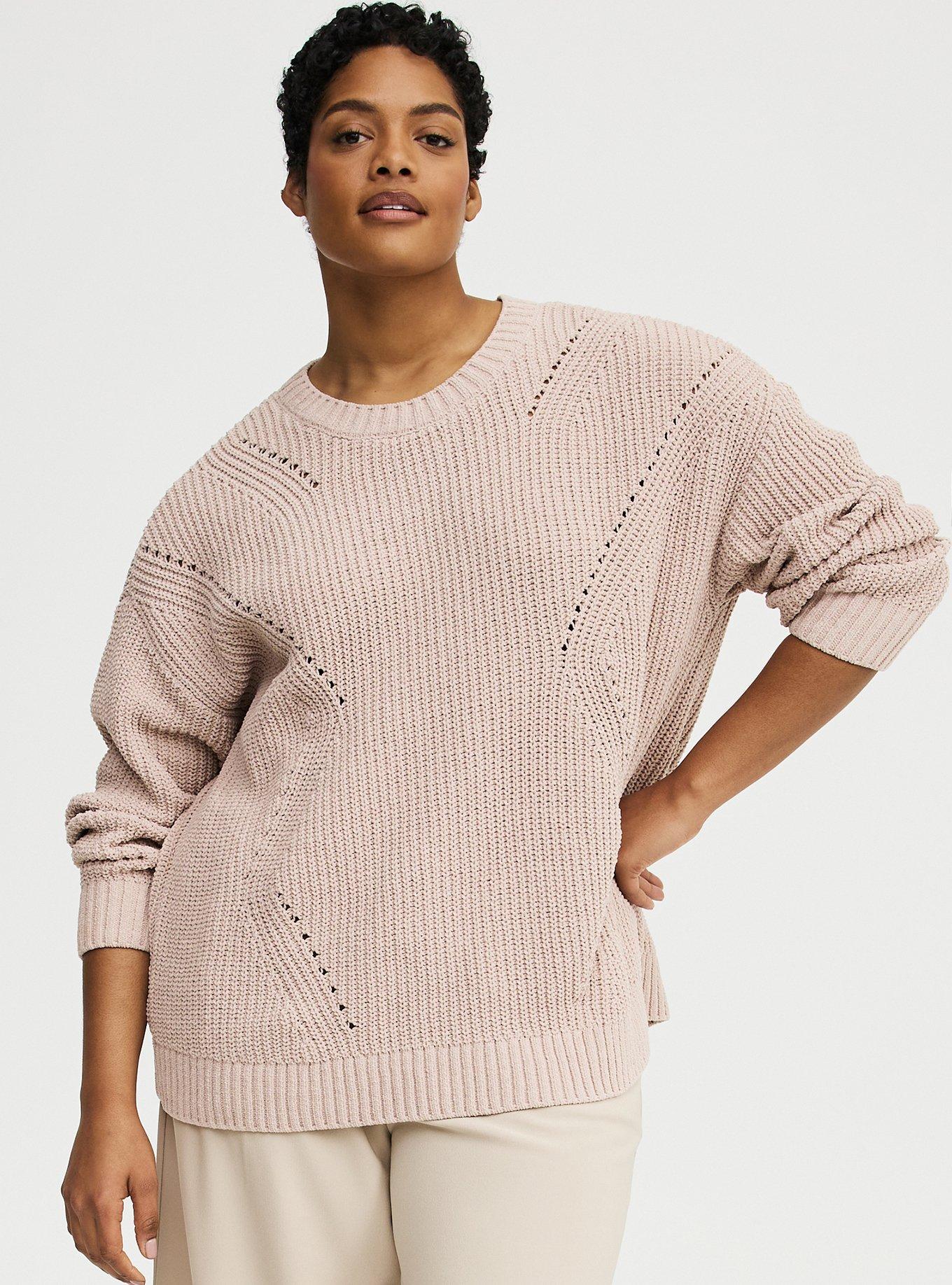 Chenille Shaker Stitch Pullover Sweater, MUSHROOM, alternate