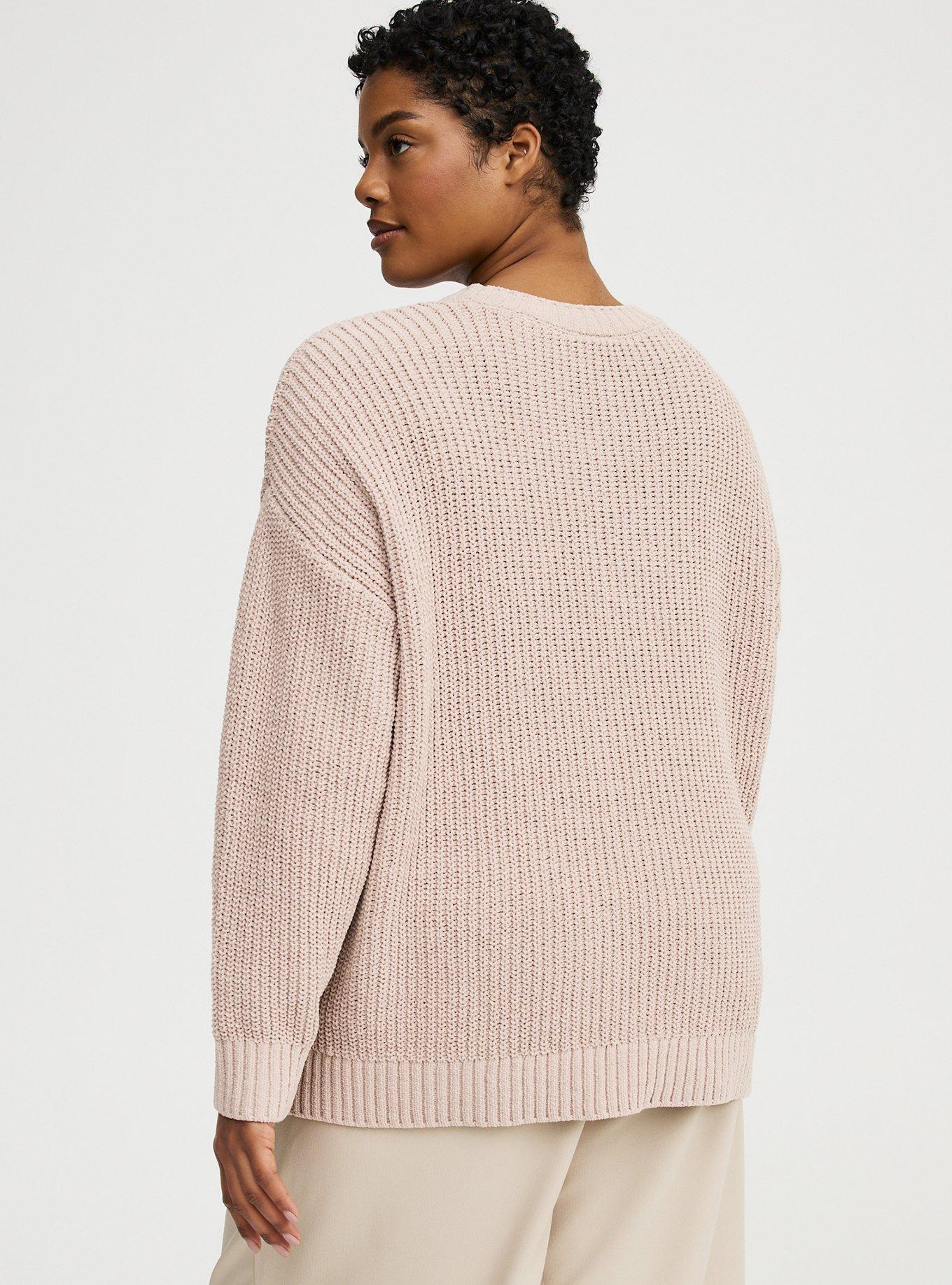 Chenille Shaker Stitch Pullover Sweater, MUSHROOM, alternate