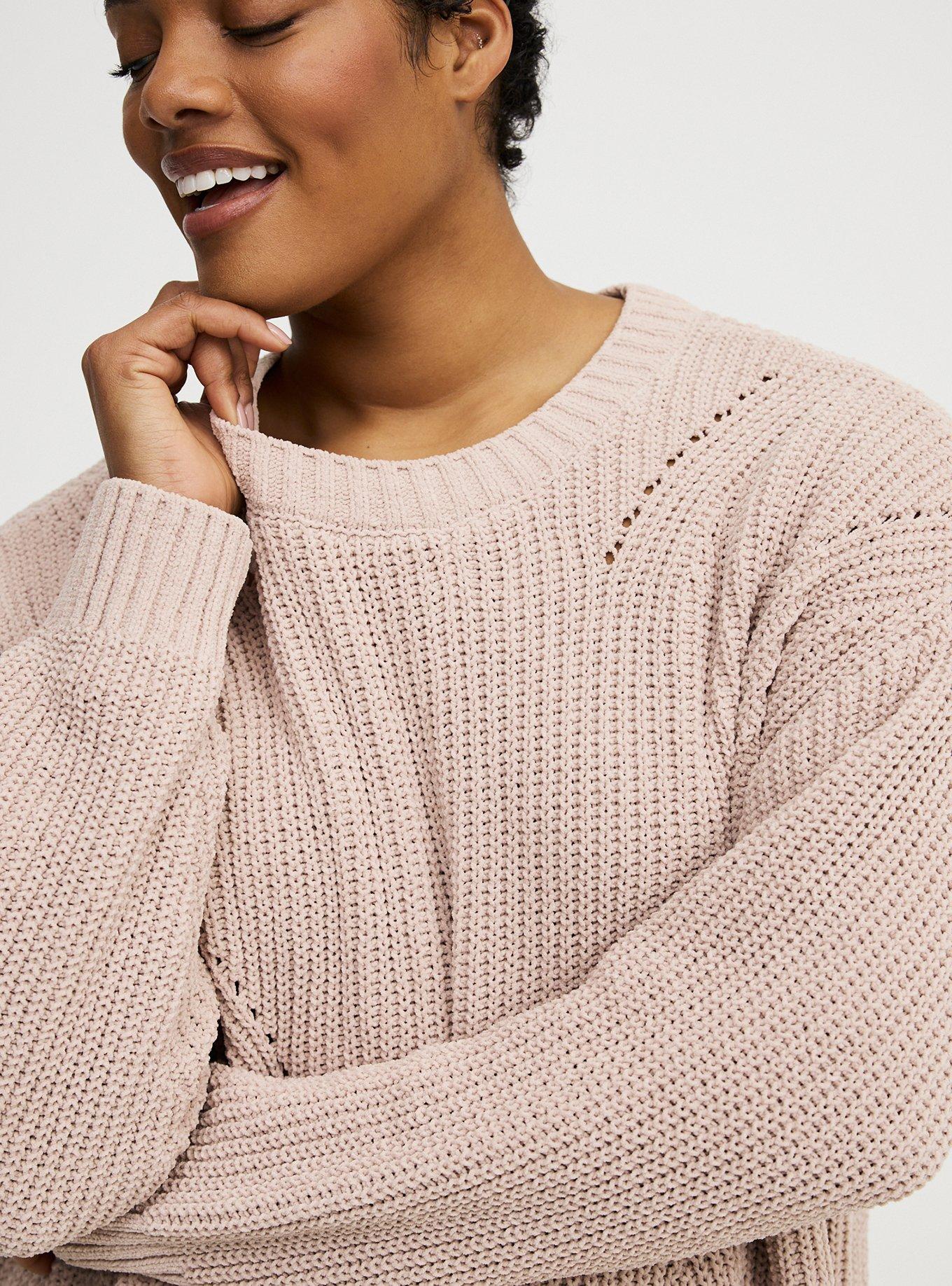 Chenille Shaker Stitch Pullover Sweater, MUSHROOM, alternate