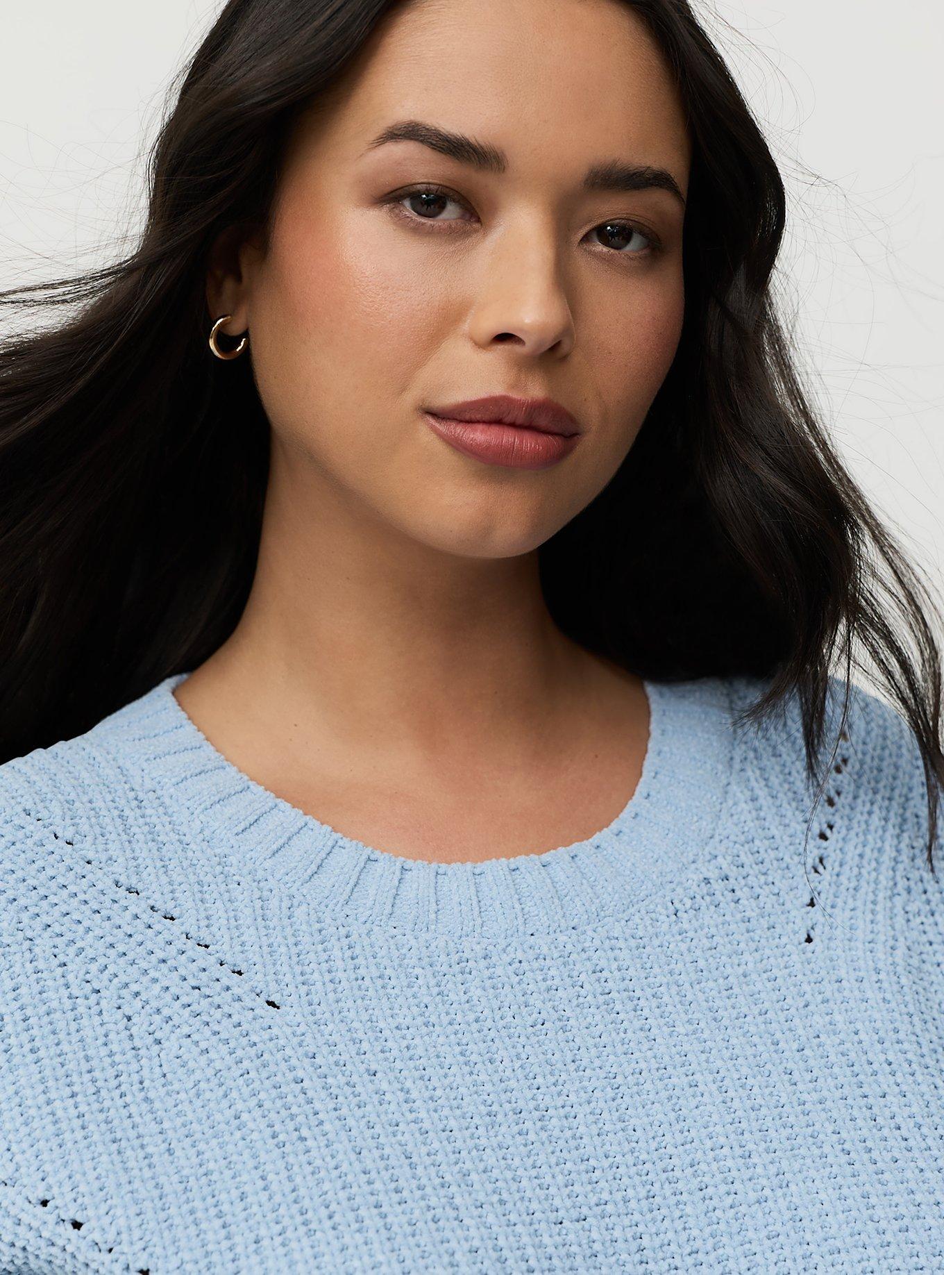 Chenille Shaker Stitch Pullover Sweater, NIAGARA MIST, alternate