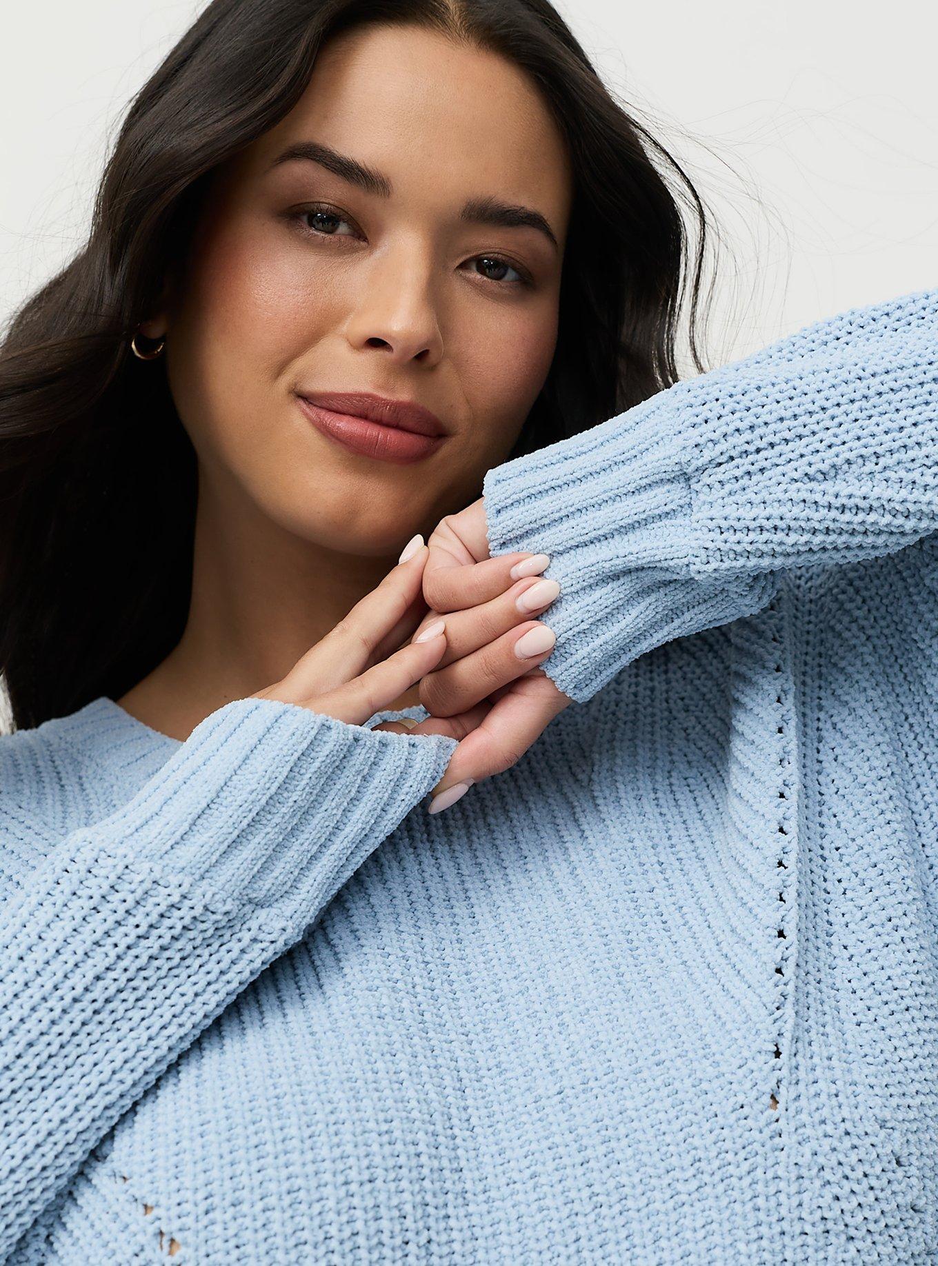 Chenille Shaker Stitch Pullover Sweater, NIAGARA MIST, alternate