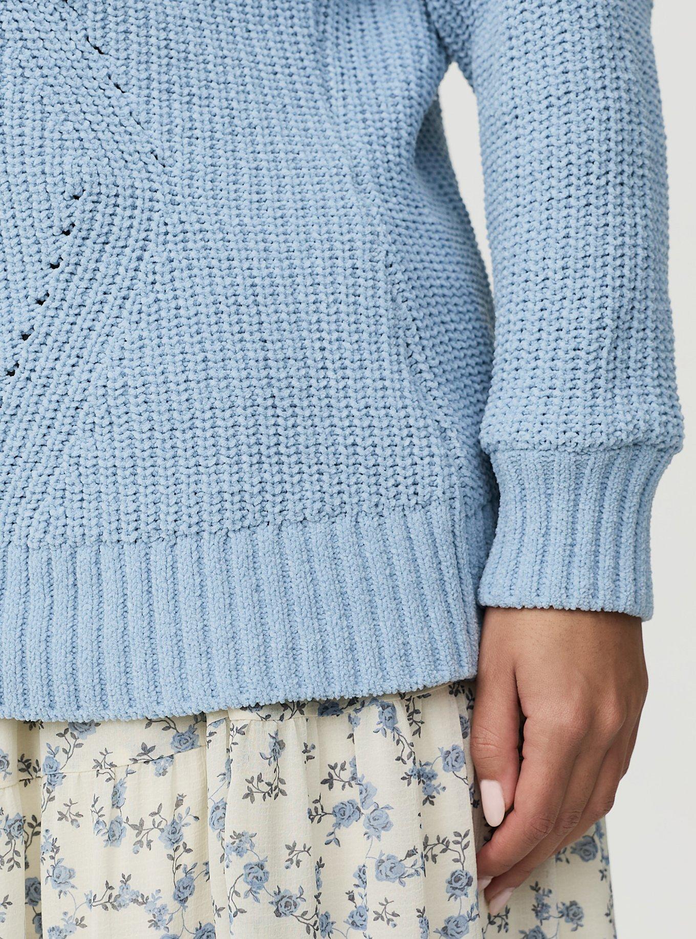 Chenille Shaker Stitch Pullover Sweater, NIAGARA MIST, alternate