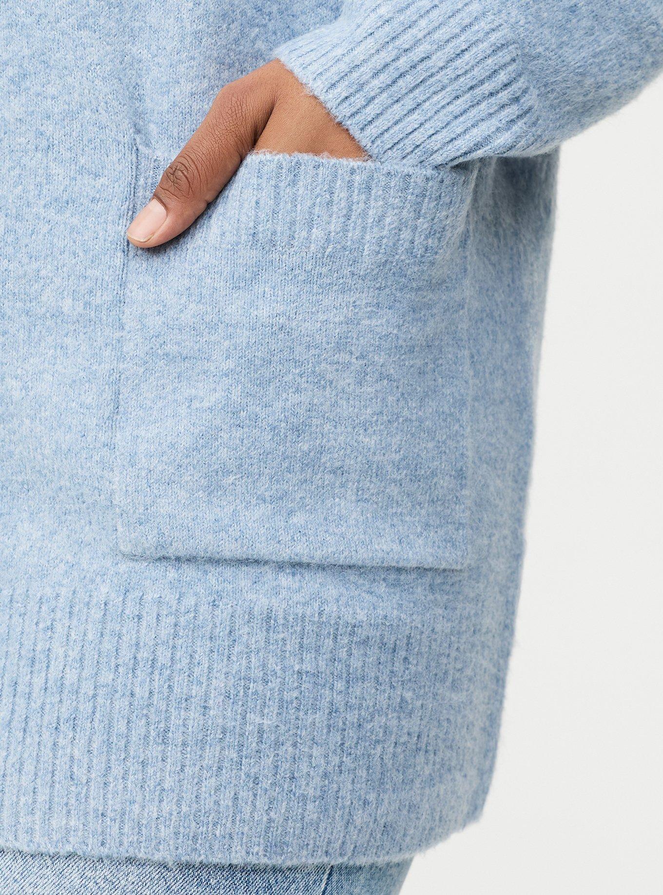 Vegan Cashmere Boyfriend Cardigan, LIGHT DUSTY BLUE VEGAN CASHMERE, alternate