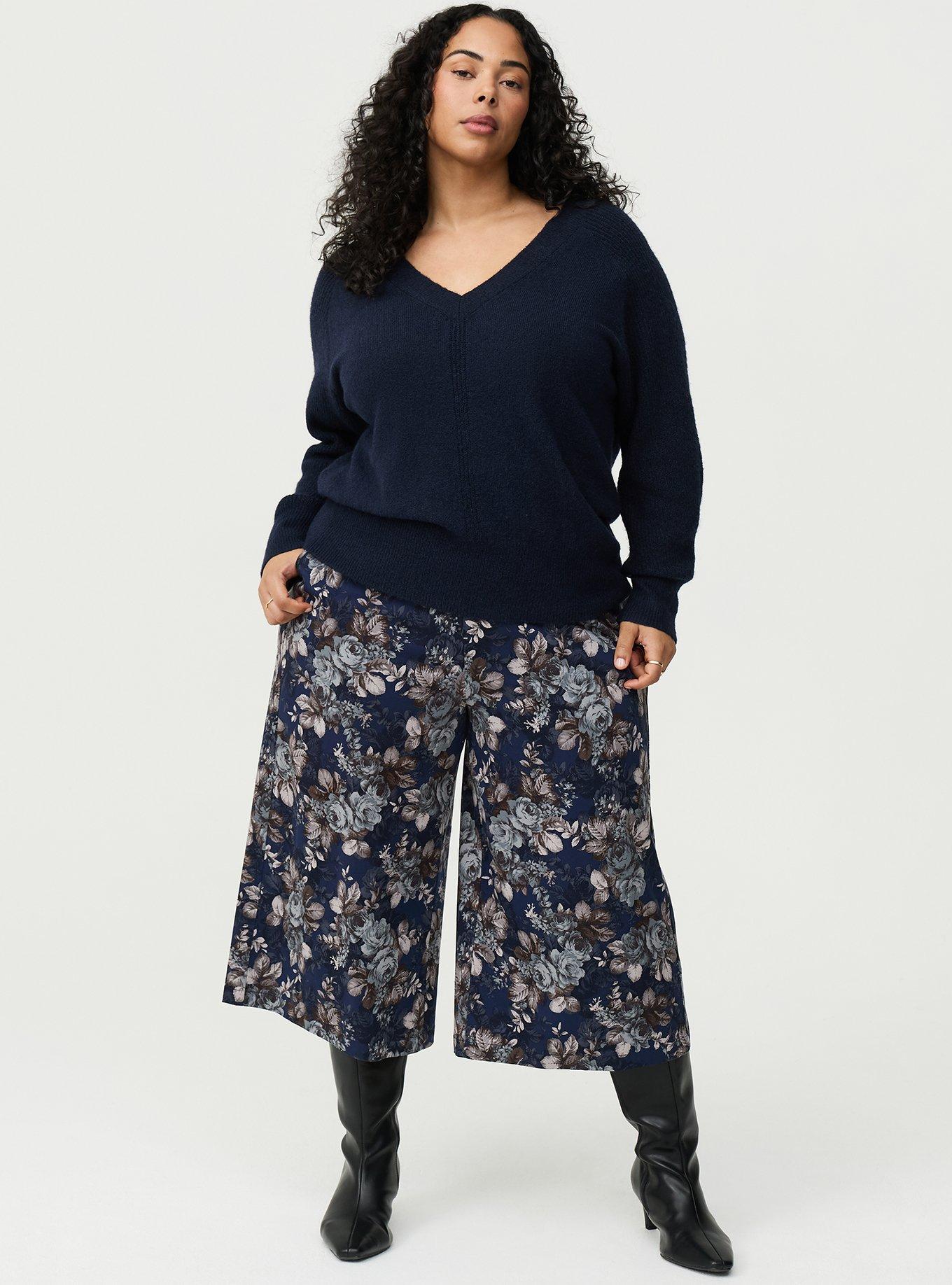 Vegan Cashmere V-Neck Pullover Sweater, PEACOAT VEGAN CASHMERE, alternate