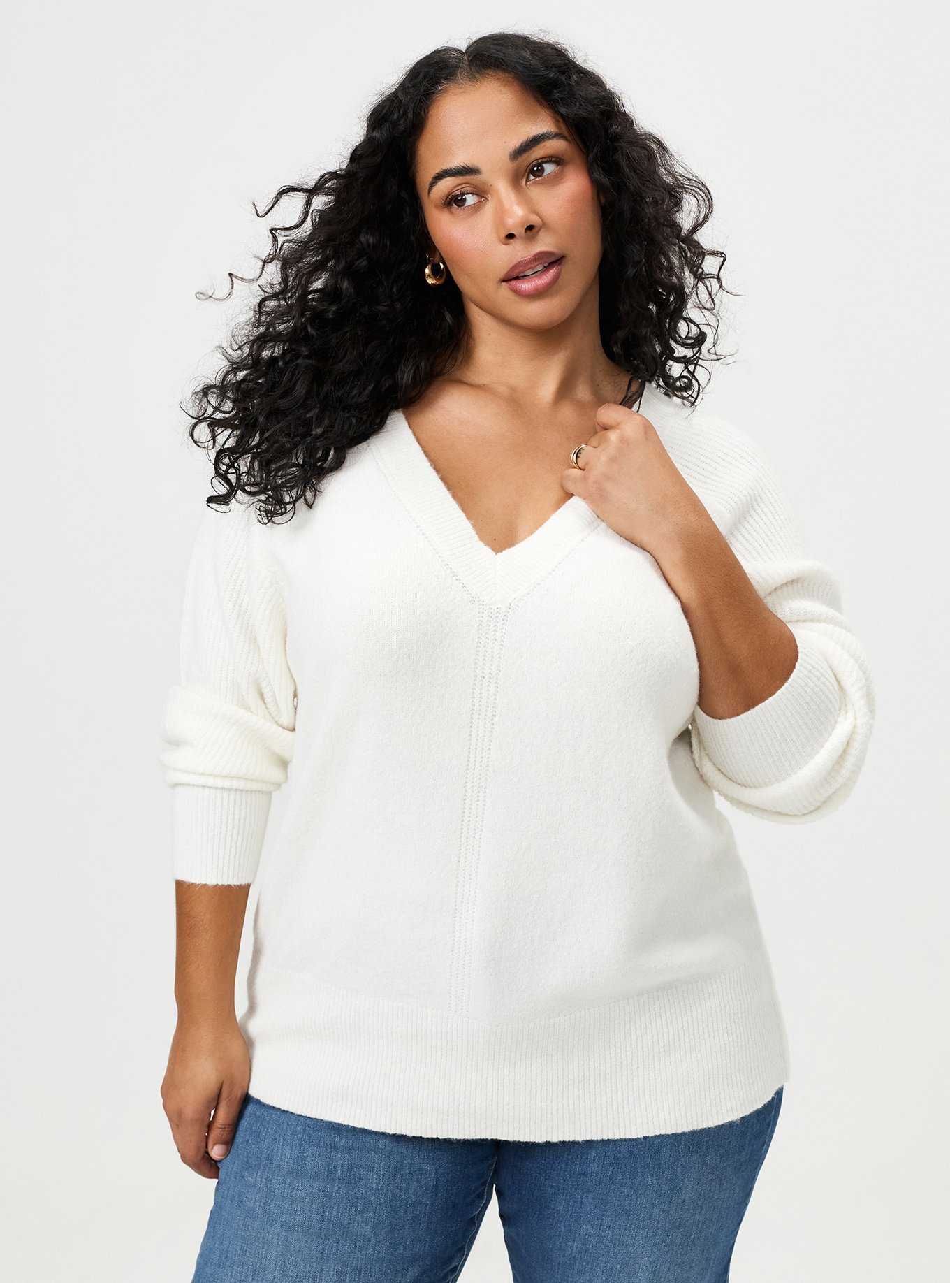 Plus Size - Vegan Cashmere V-Neck Pullover Sweater - Torrid