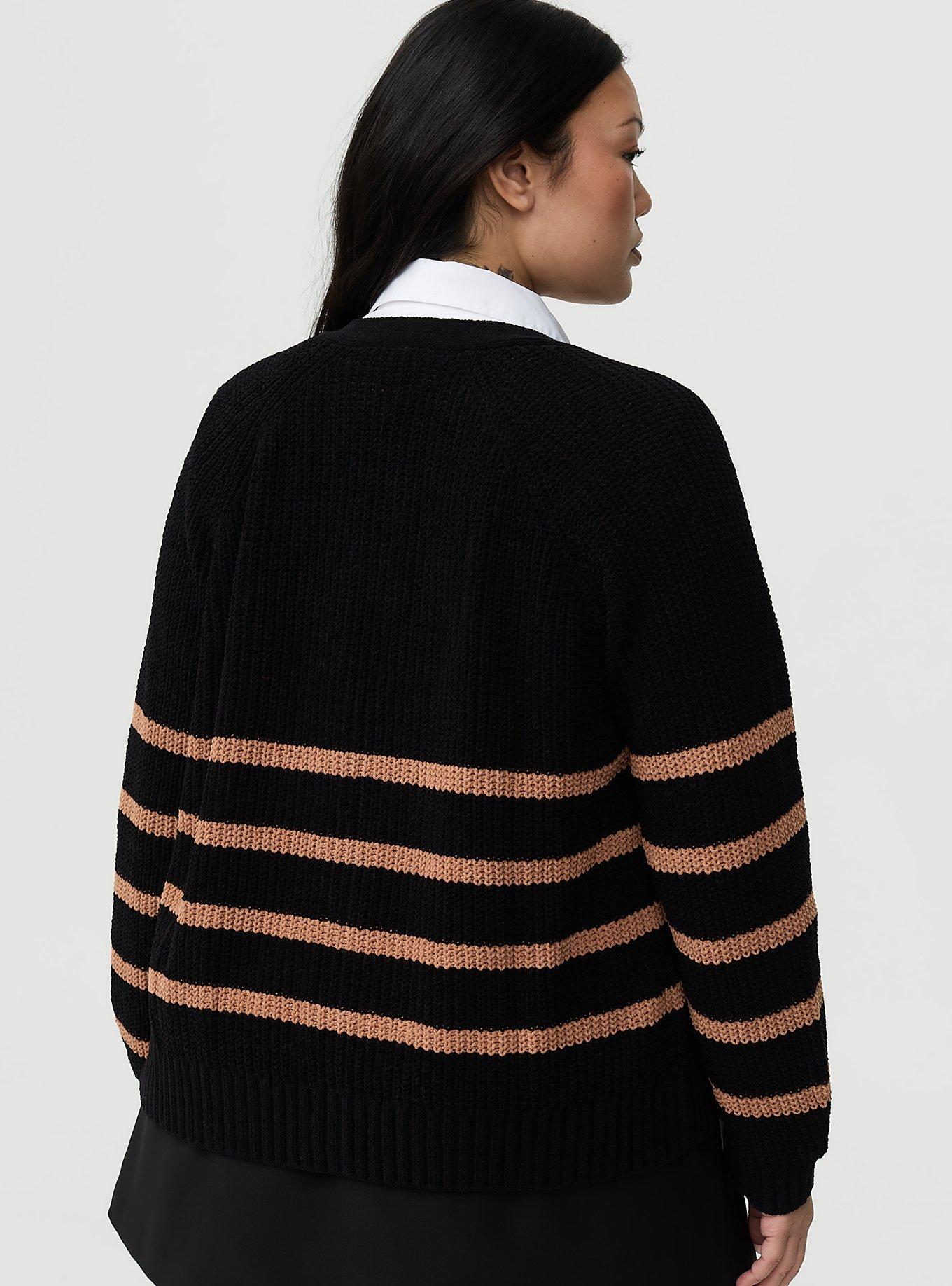 Chenille V-Neck Cardigan, DEEP BLACK, alternate