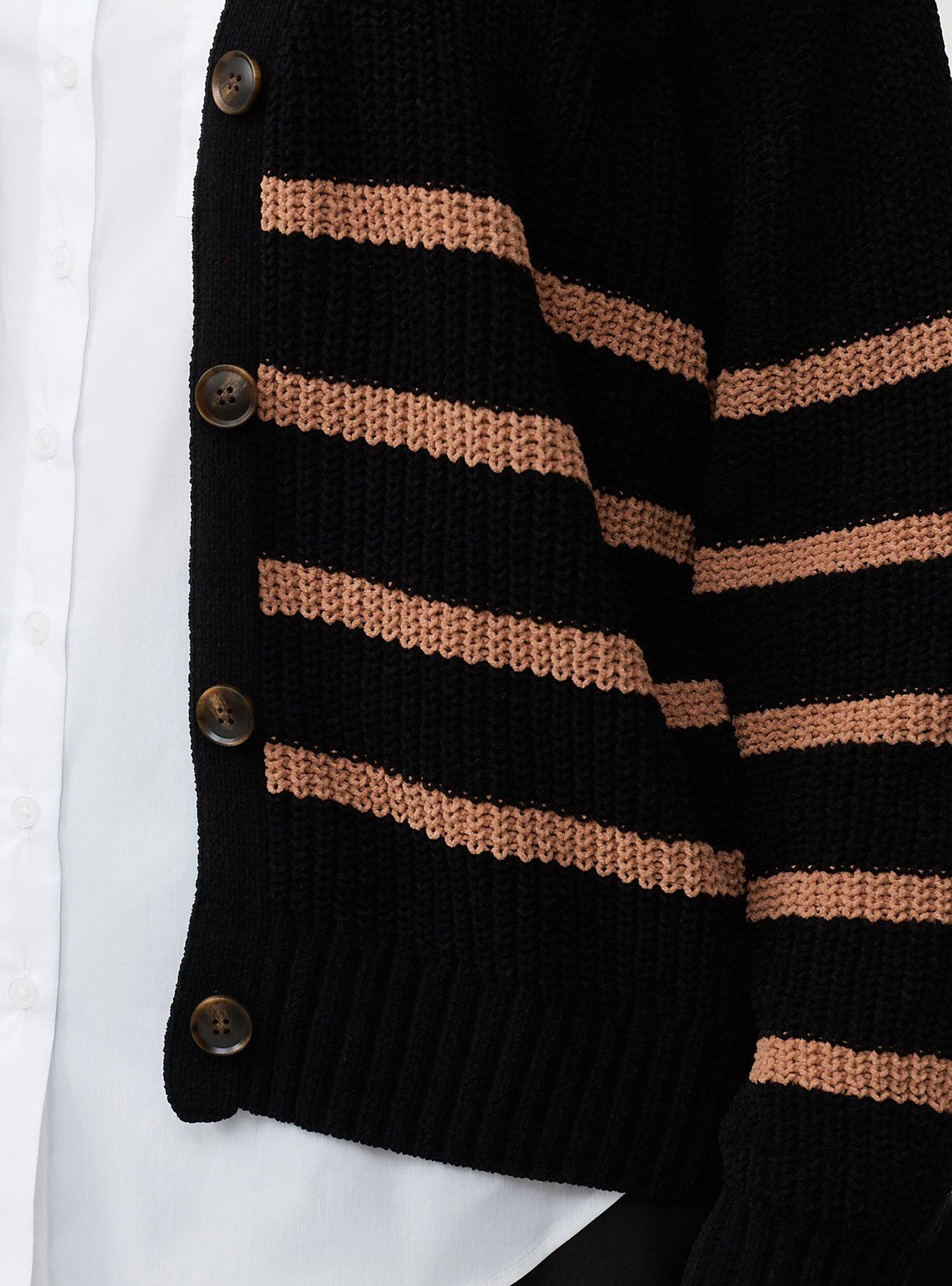 Chenille V-Neck Cardigan, DEEP BLACK, alternate