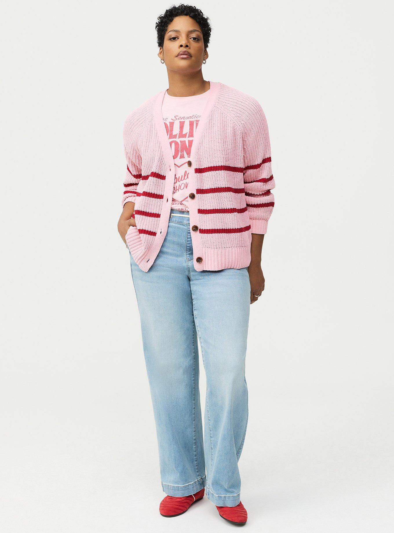 Chenille V-Neck Cardigan, TICKLED PINK, alternate