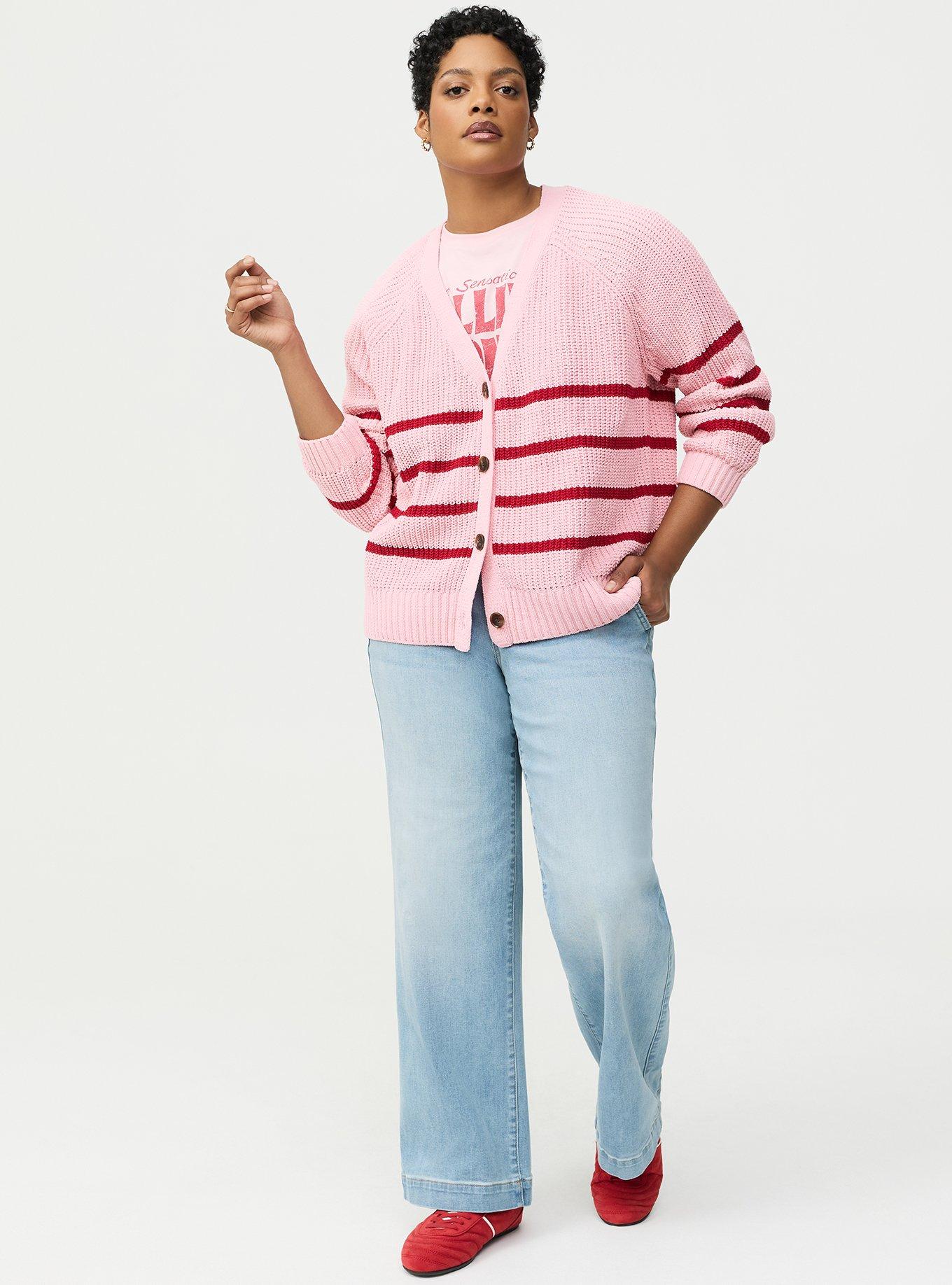 Chenille V-Neck Cardigan, TICKLED PINK, alternate