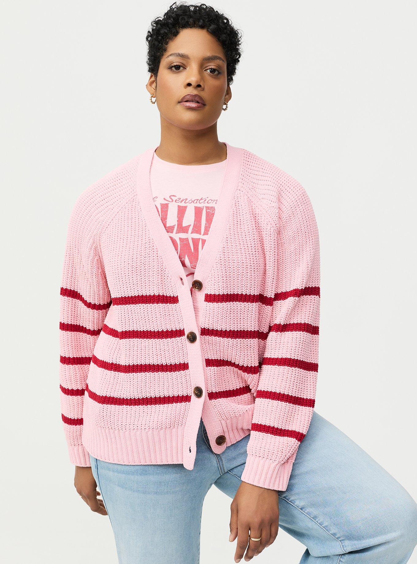 Chenille V-Neck Cardigan, TICKLED PINK, hi-res