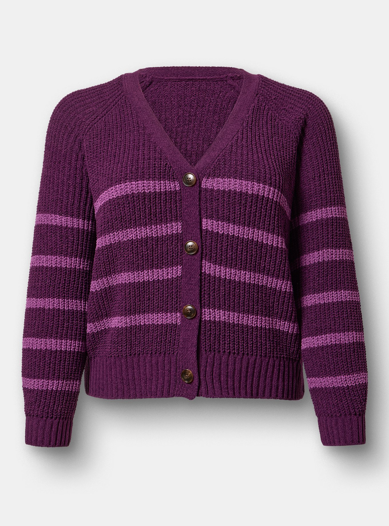 Chenille V-Neck Cardigan, WINTER BLOOM AMETHYST STRIPES, hi-res