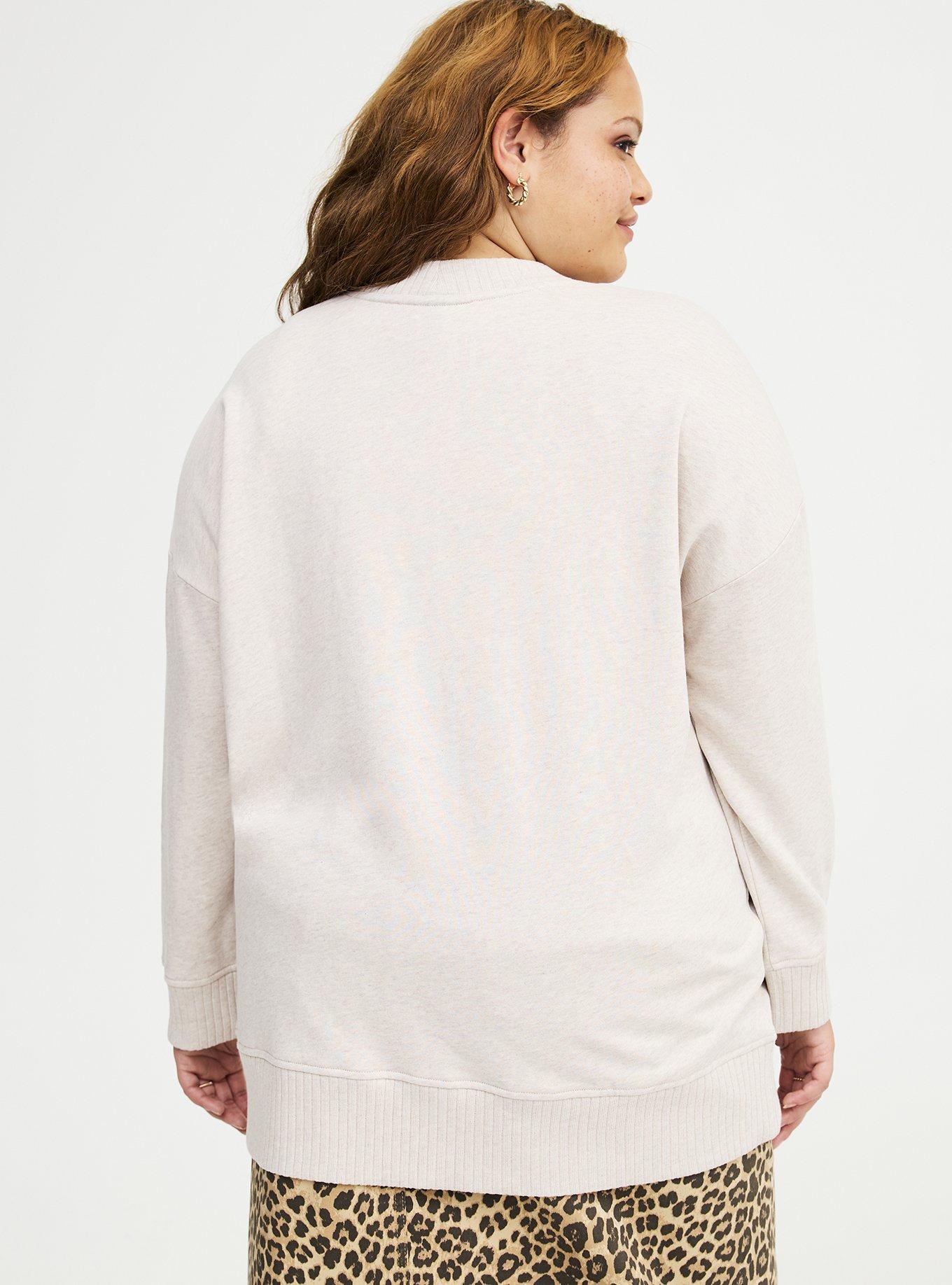 French Terry Boyfriend Cardigan, OATMEAL HEATHER, alternate