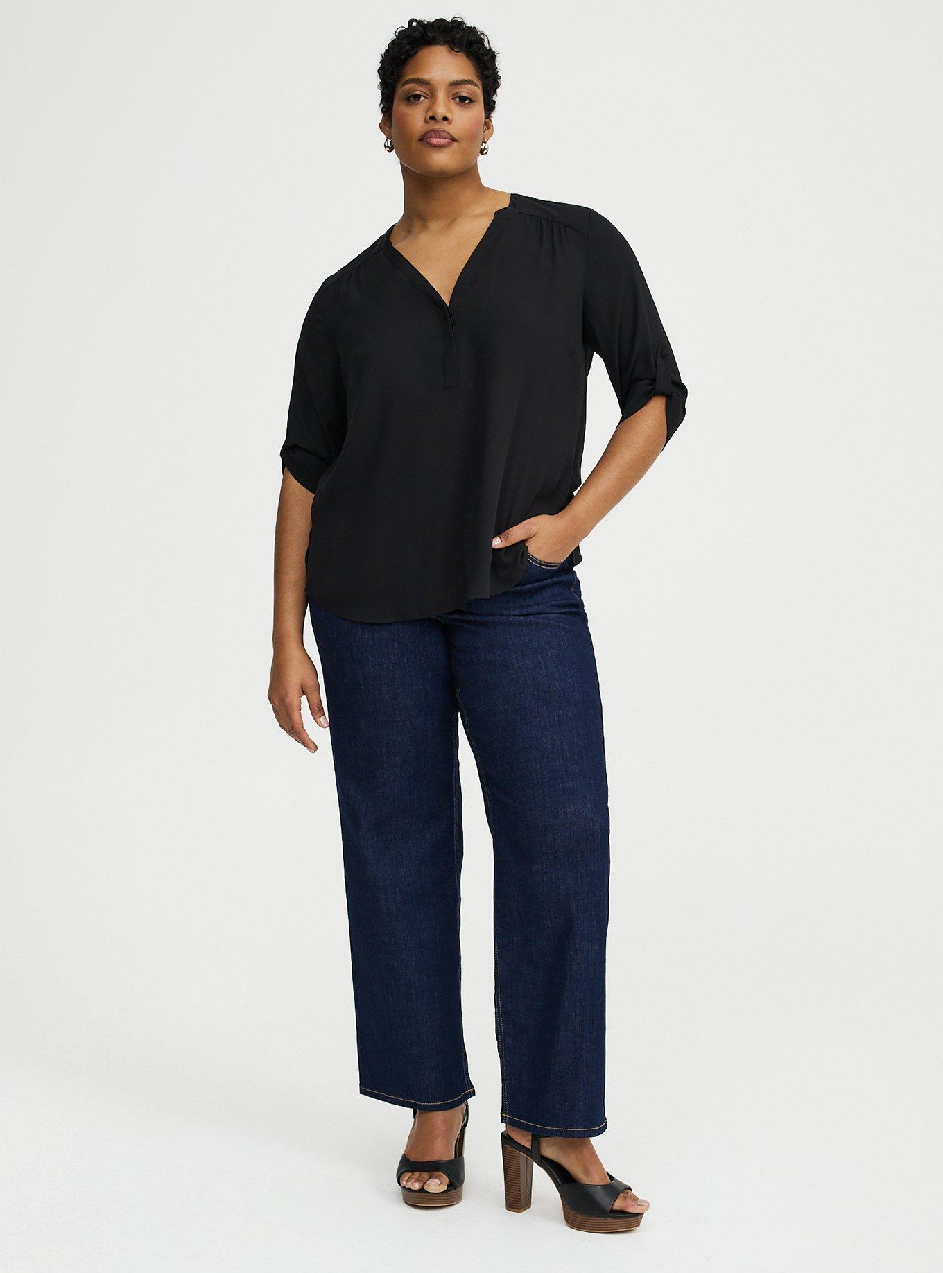 Harper Georgette Straight Hem Blouse, DEEP BLACK, alternate