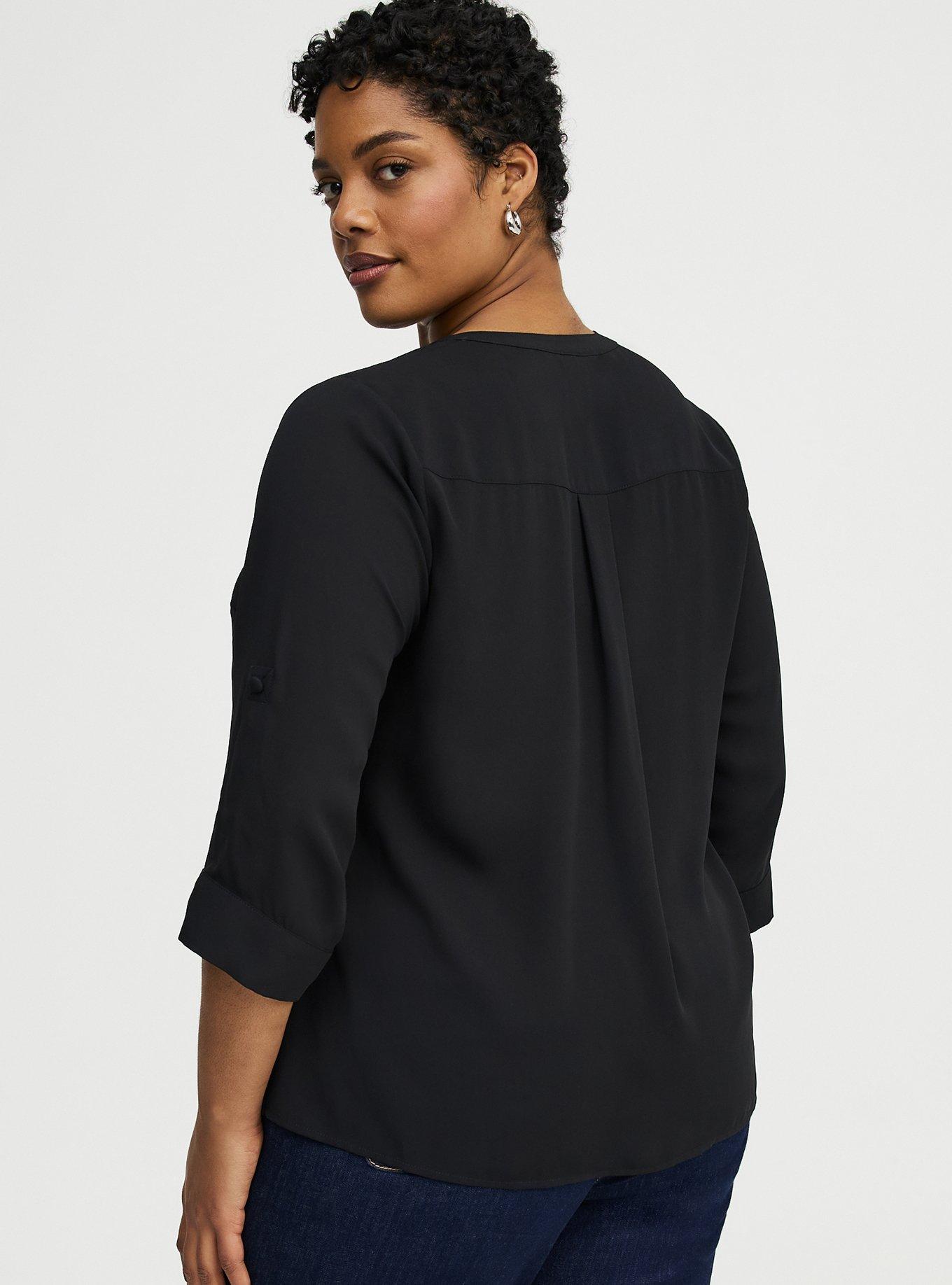 Harper Georgette Straight Hem Blouse, DEEP BLACK, alternate