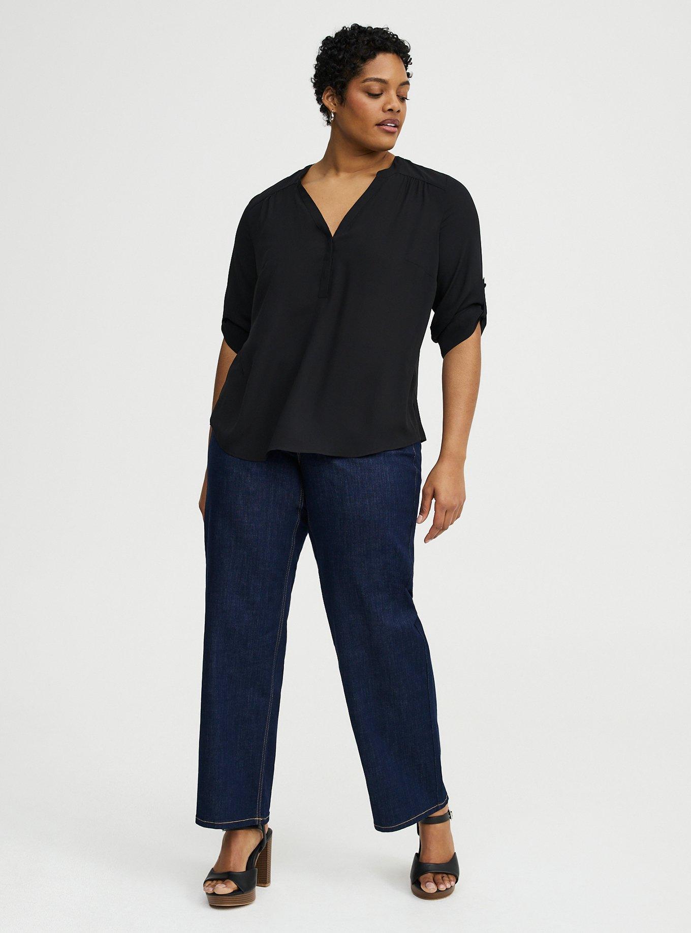 Harper Georgette Straight Hem Blouse, DEEP BLACK, alternate
