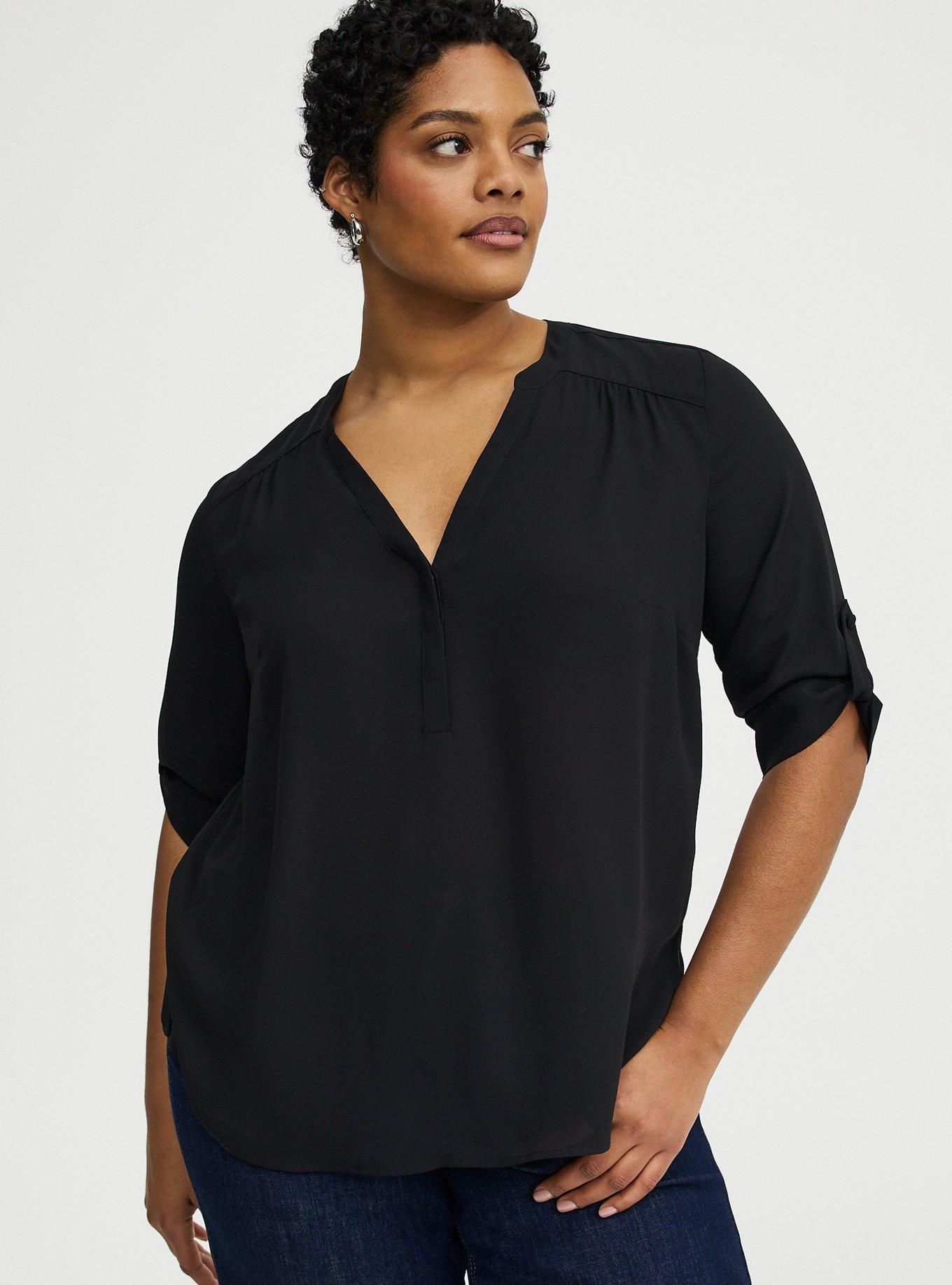 Harper Georgette Straight Hem Blouse, DEEP BLACK, alternate