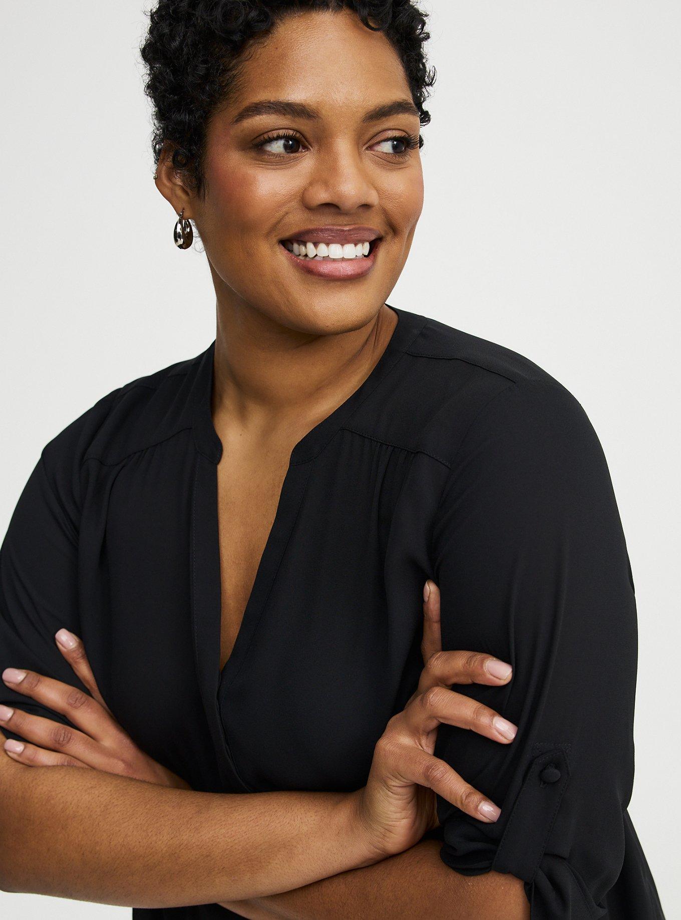 Harper Georgette Straight Hem Blouse, DEEP BLACK, alternate